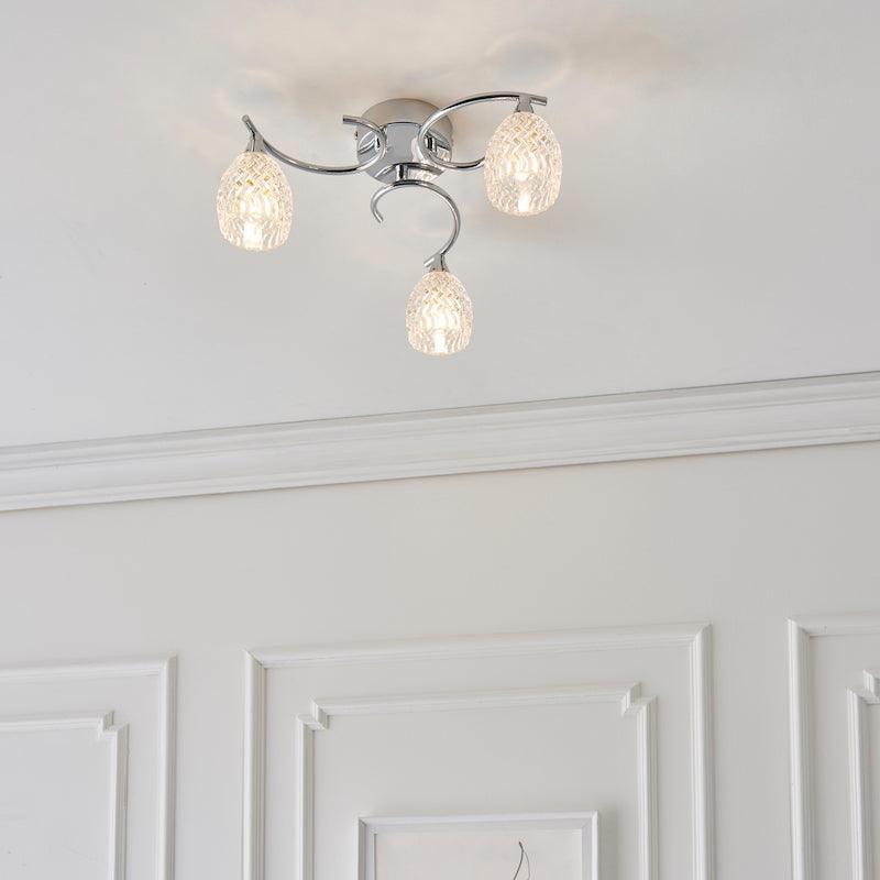 Endon Boyer 3 Arm Chrome Flush Ceiling Light-warehouse-180926