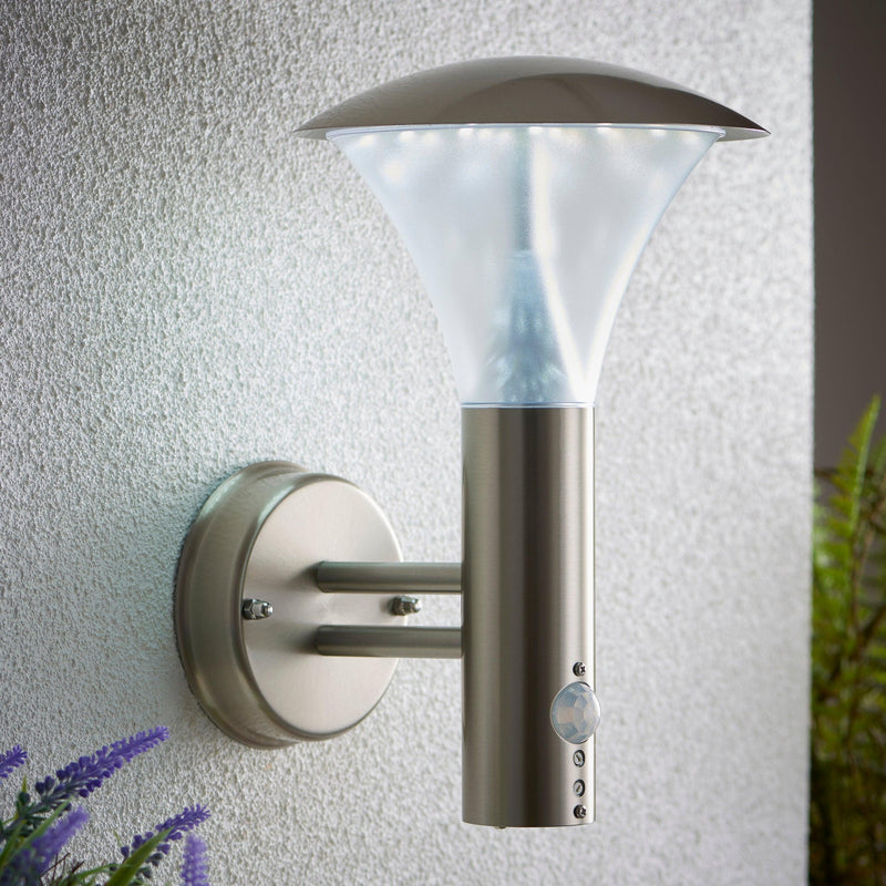 Endon Francis Brushed Stainless Steel Outdoor PIR Wall Light