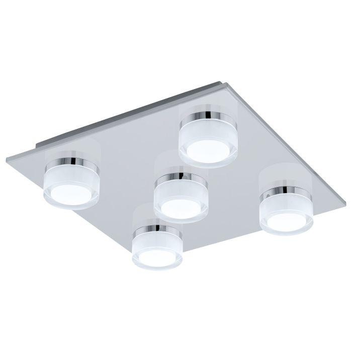 eglo romendo 1 5 light square led chrome ceiling flush