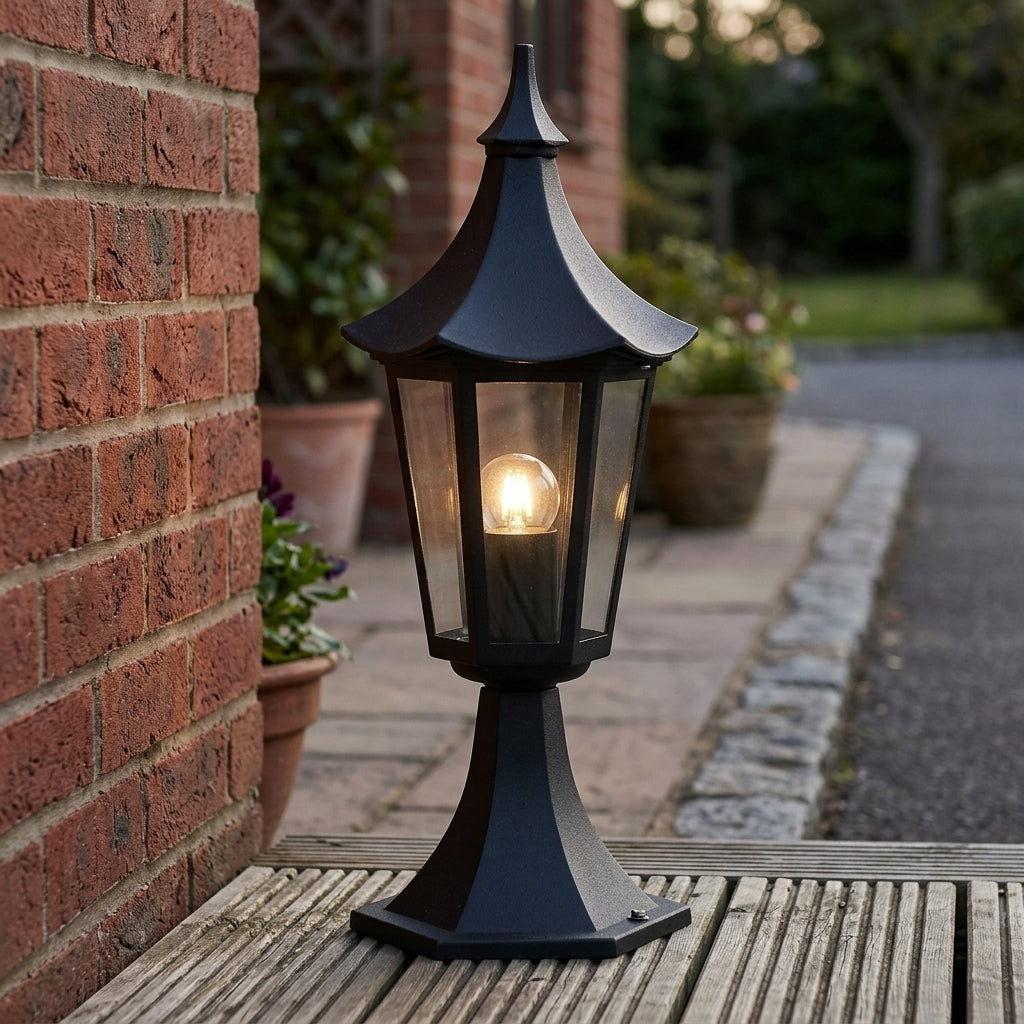 Oaks Witton Black Outdoor Pedestal Light-warehouse-180926