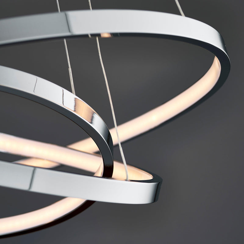 Endon Kline 3 Ring LED Chrome & Frosted Acrylic Ceiling Pendant