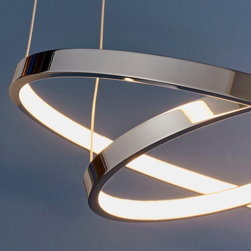 Kline 2 Ring LED Chrome & Frosted Acrylic Pendant Ceiling Light