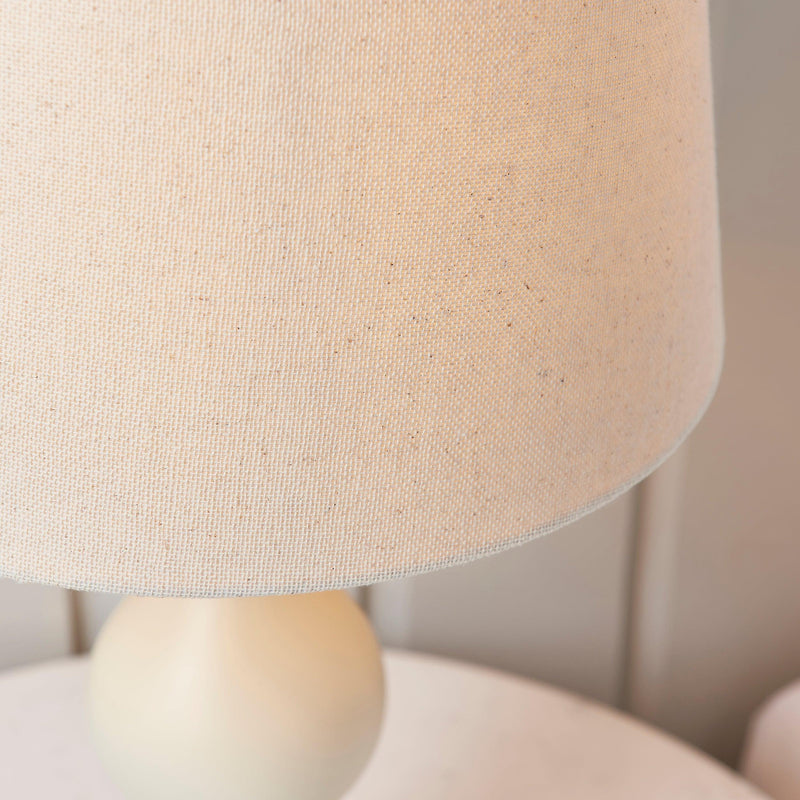 Marsham Ivory Painted Wood And Ivory Faux Linen Table Lamp