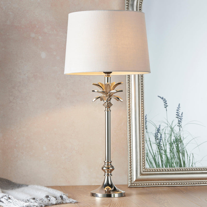 Endon Leaf Polished Nickel Small Table Lamp (Base Only)
