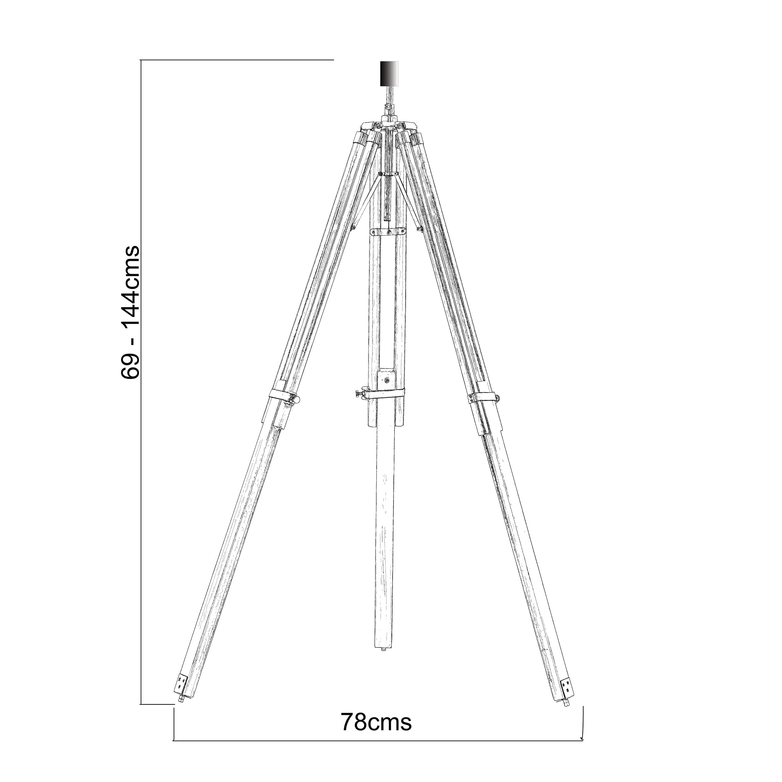Tripod Dark Mango Wood & Nickel Floor Lamp Base-WAREHOUSE-40-290626