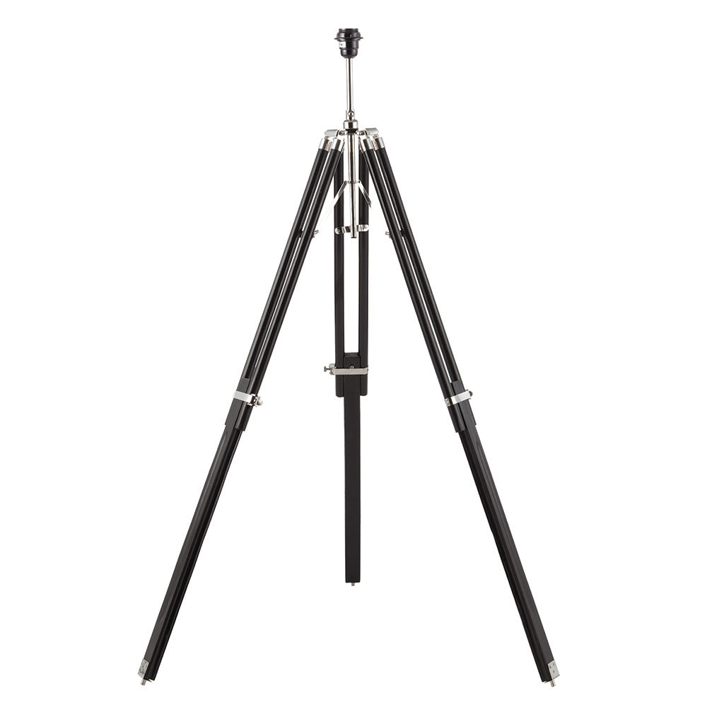Tripod Dark Mango Wood & Nickel Floor Lamp Base-WAREHOUSE-40-290626
