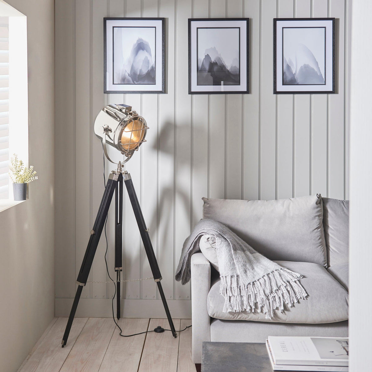 Nautical Black Tripod Floor Lamp-OB-180926