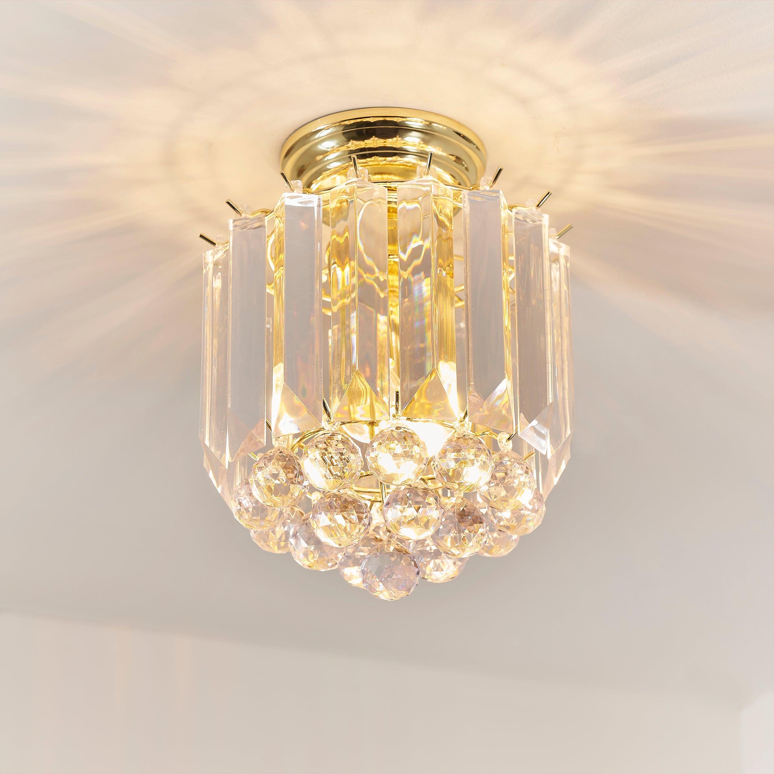 Endon Fargo 2 Light Crystal & Brass Ceiling Flush-WAREHOUSE-40-290626