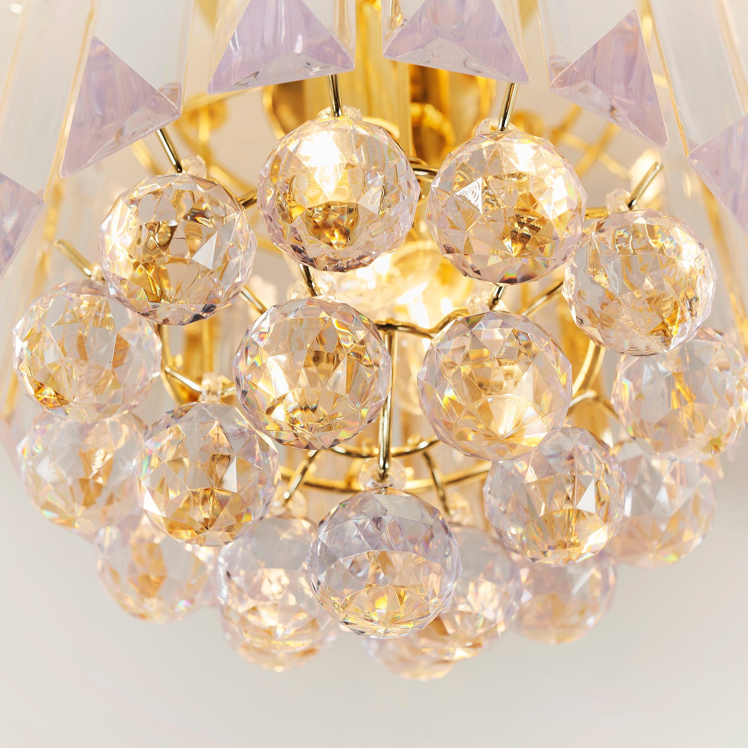 Endon Fargo 2 Light Crystal & Brass Ceiling Flush-WAREHOUSE-40-290626