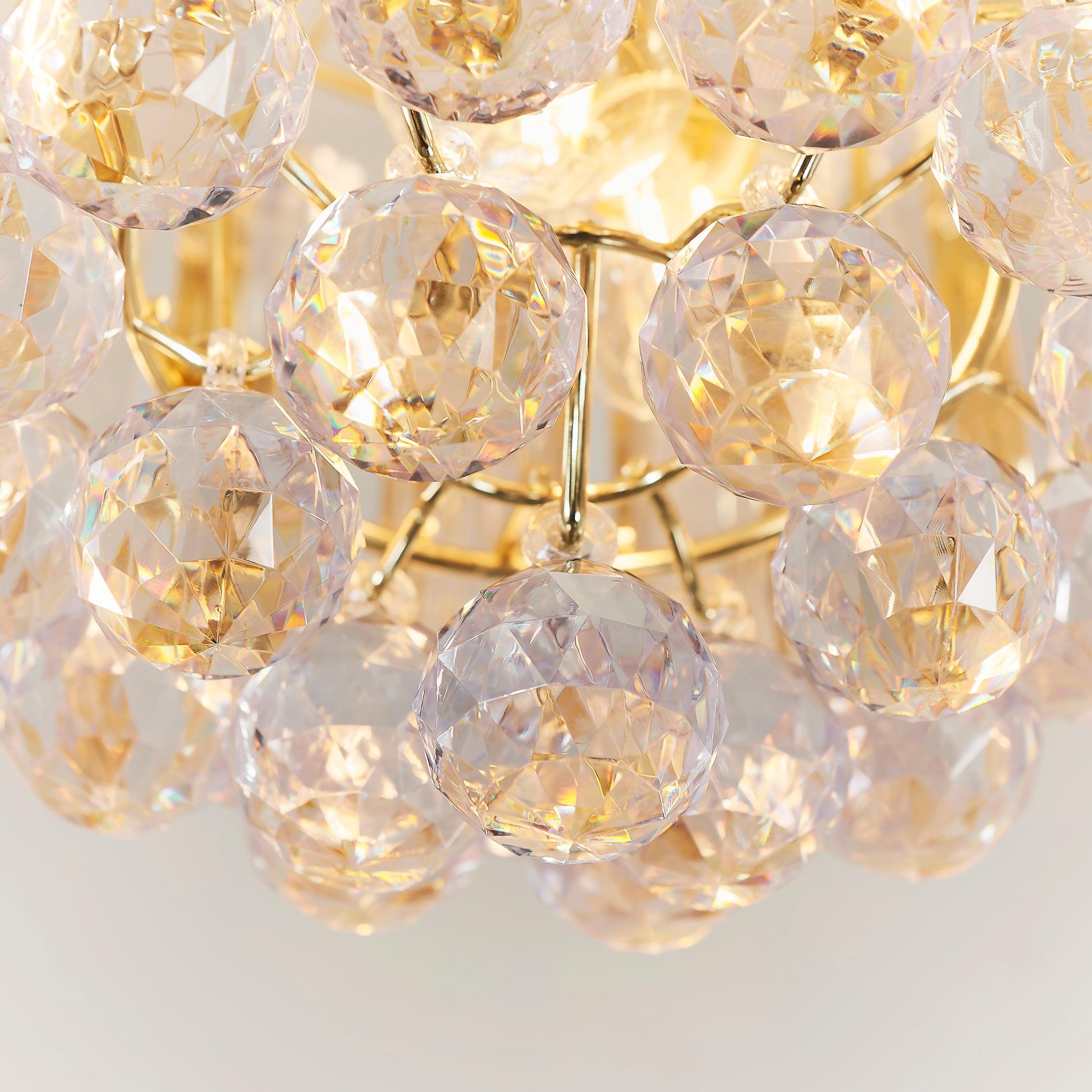 Endon Fargo 2 Light Crystal & Brass Ceiling Flush-WAREHOUSE-40-290626
