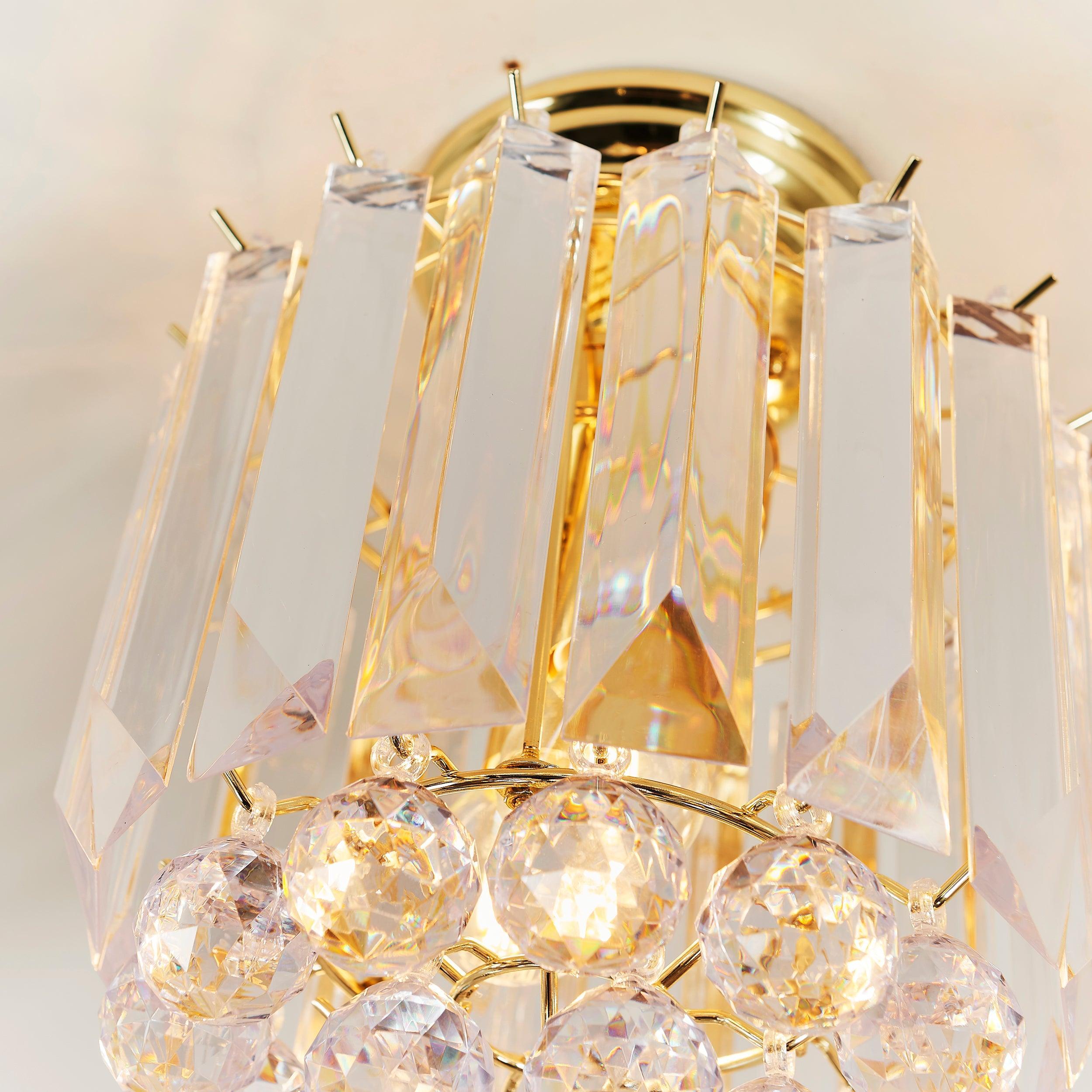Endon Fargo 2 Light Crystal & Brass Ceiling Flush-WAREHOUSE-40-290626
