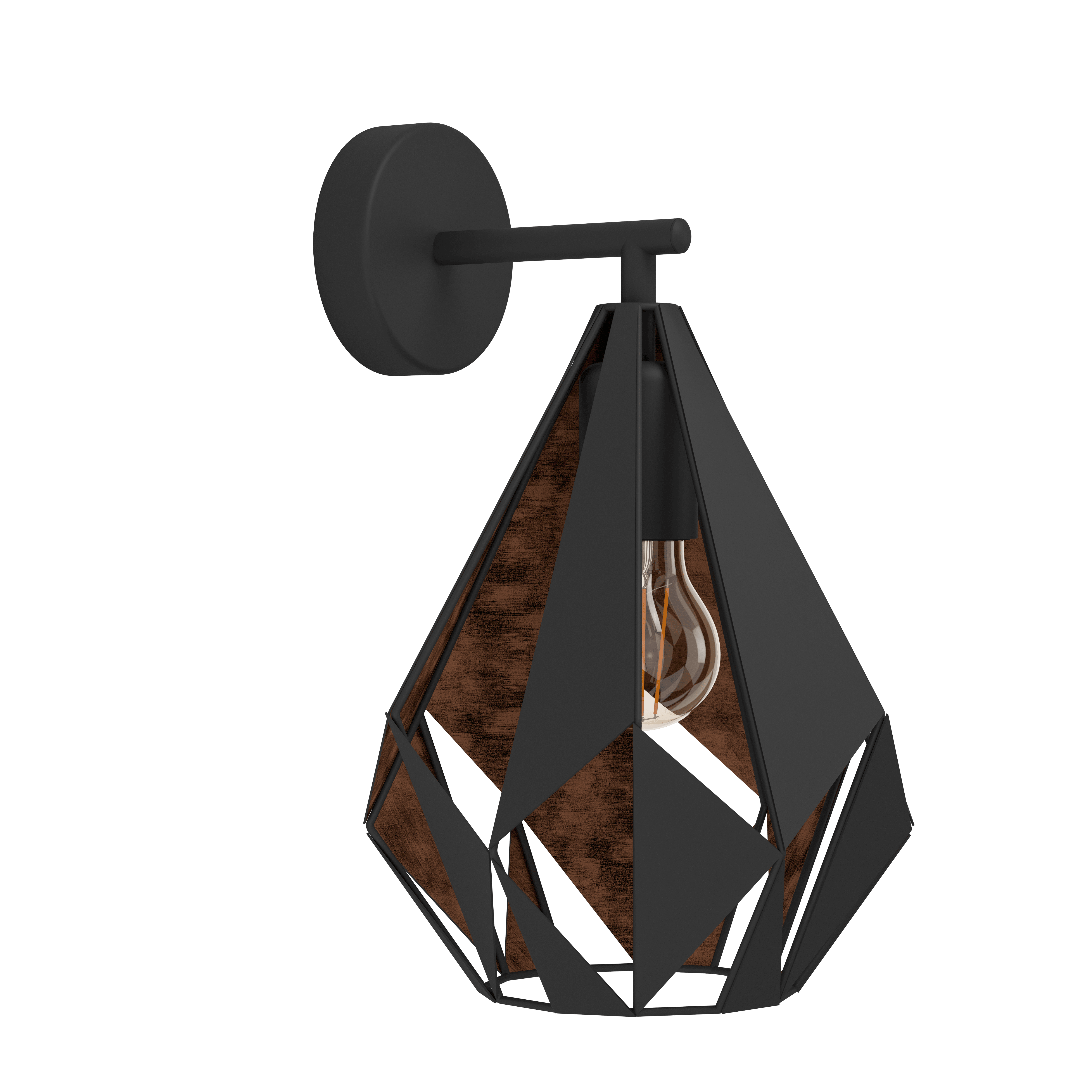 eglo carlton 1 black copper lined wall light living room image