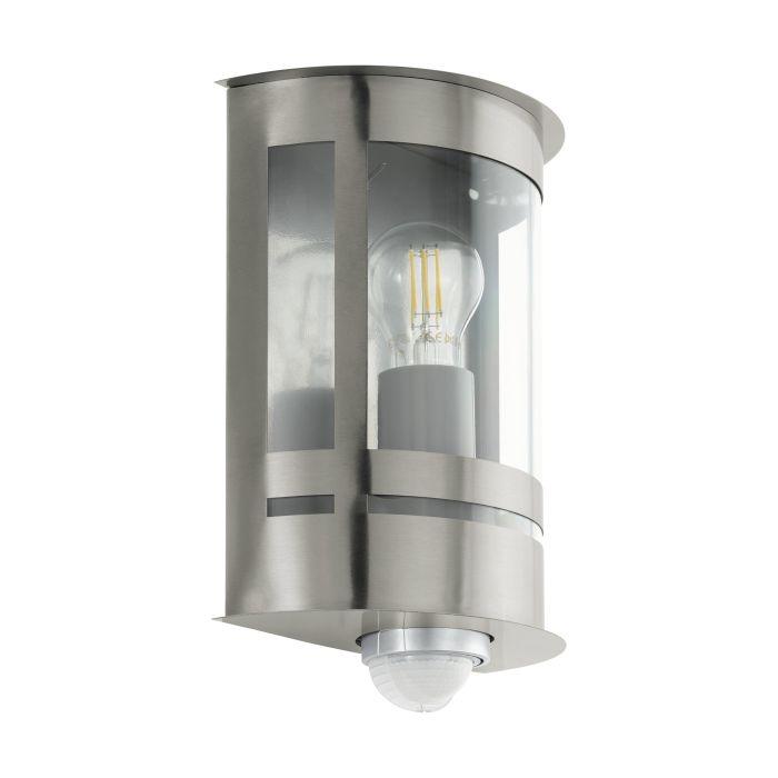 Eglo Tribano IP44 Curved Stainless Steel PIR Outdoor Wall Light