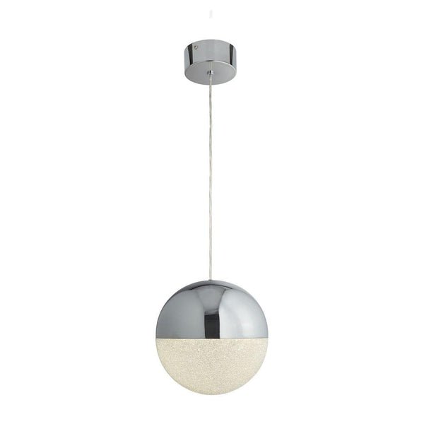 Marbles 1 Light LED Chrome & Acrylic Globe Pendant - 25cm