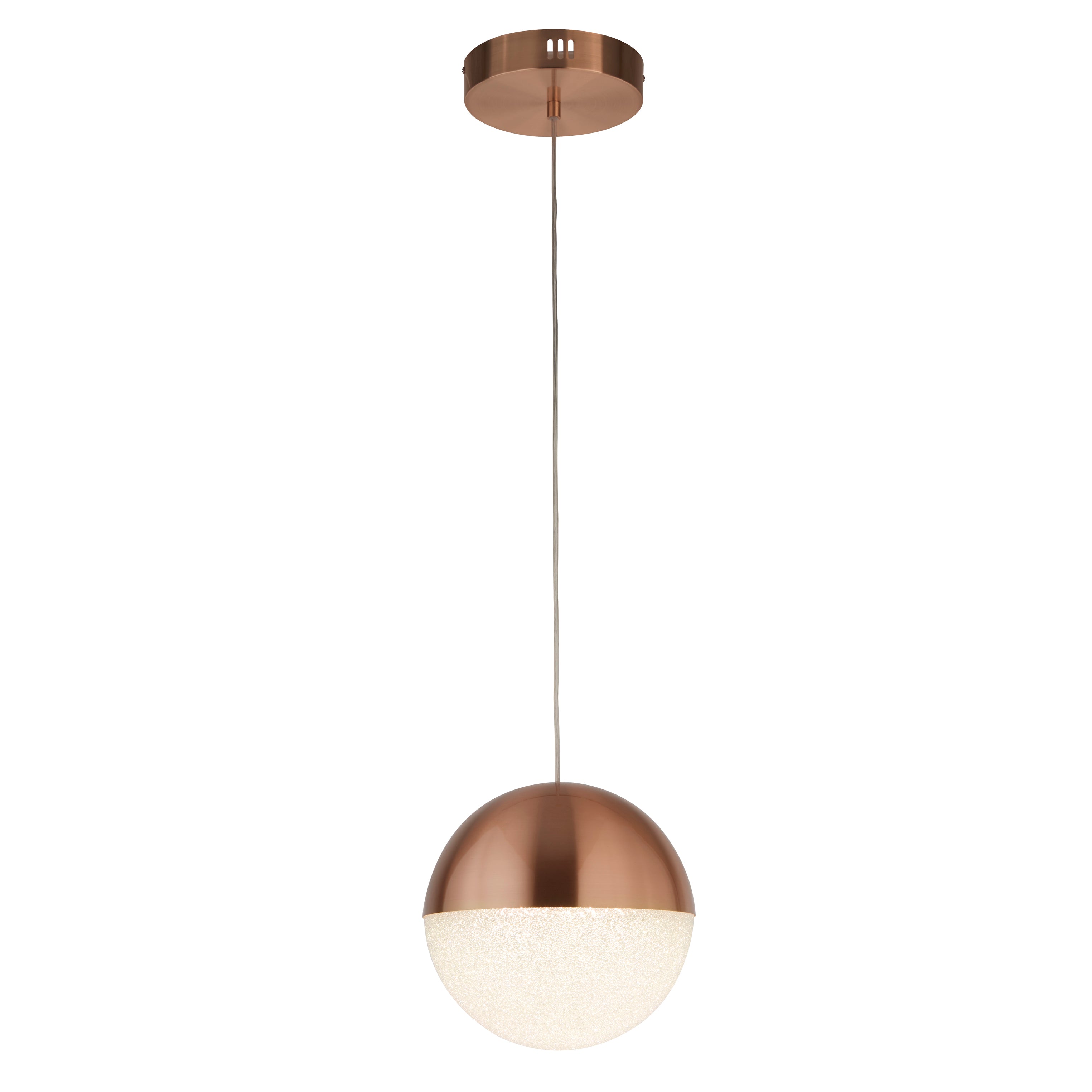 Searchlight Marbles LED Copper Pendant - Crushed Ice Shade