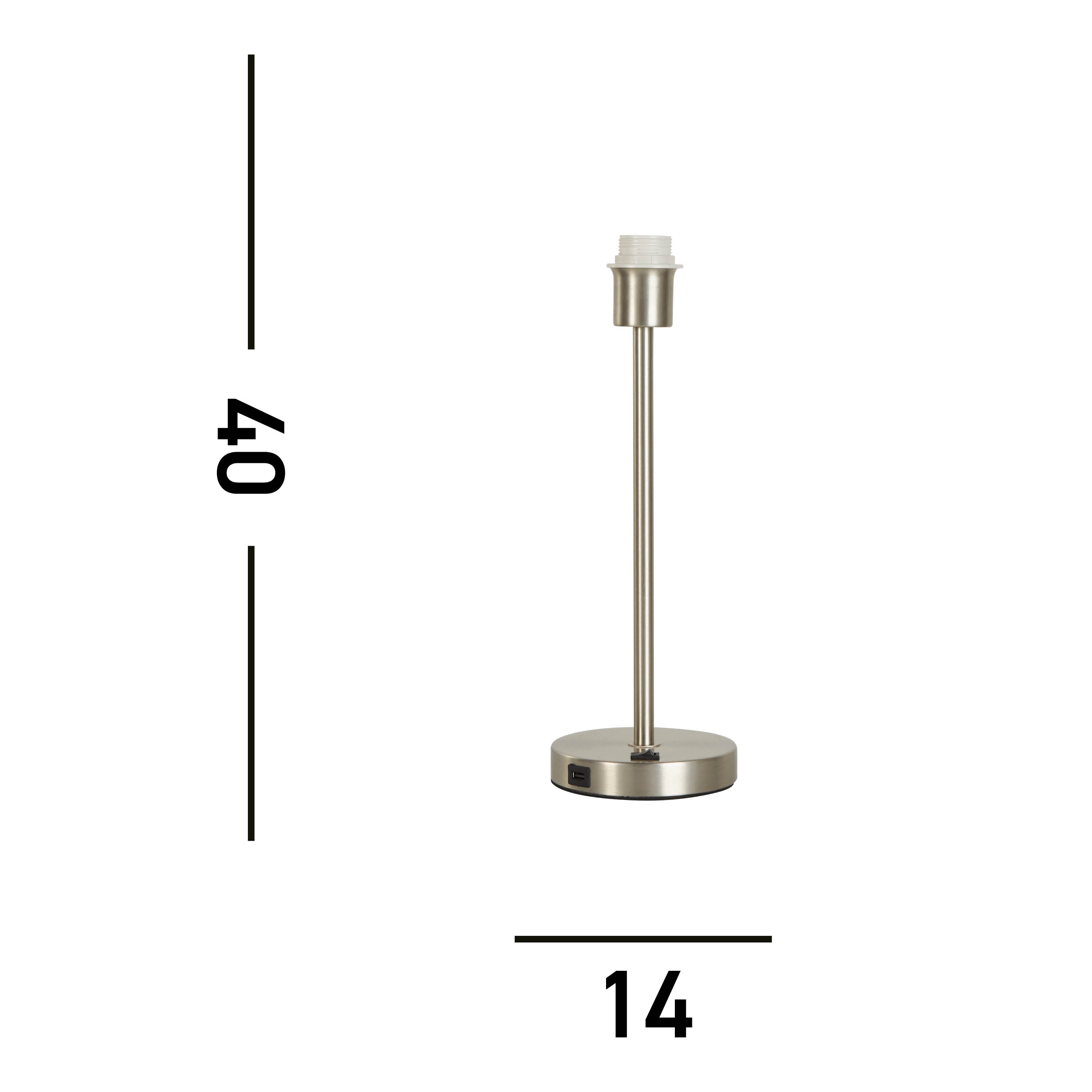 Base Only - Finn USB Table Lamp - Satin Nickel Metal