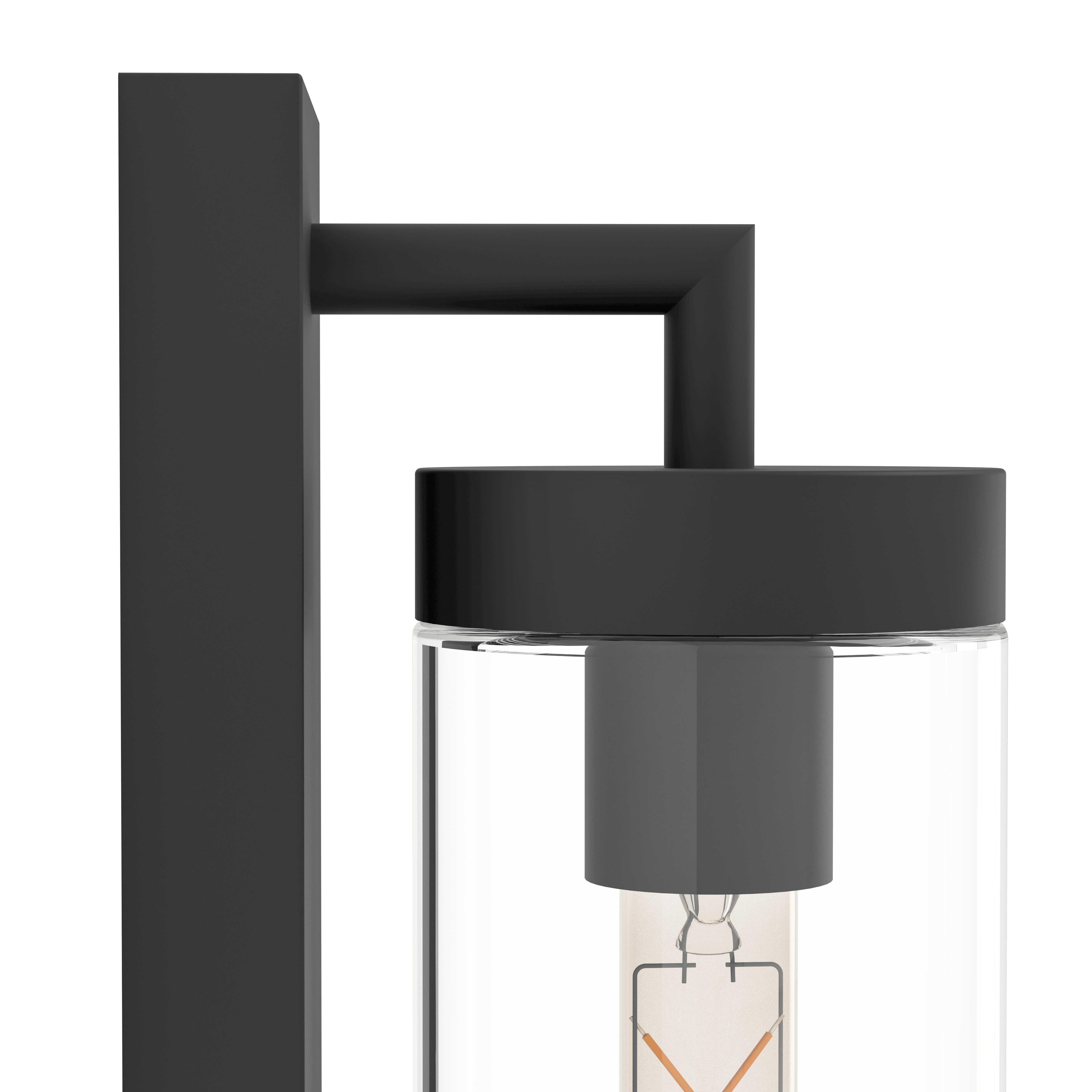 eglo bovolone ip44 black outdoor wall light glass shade Hallway Lighting Close up