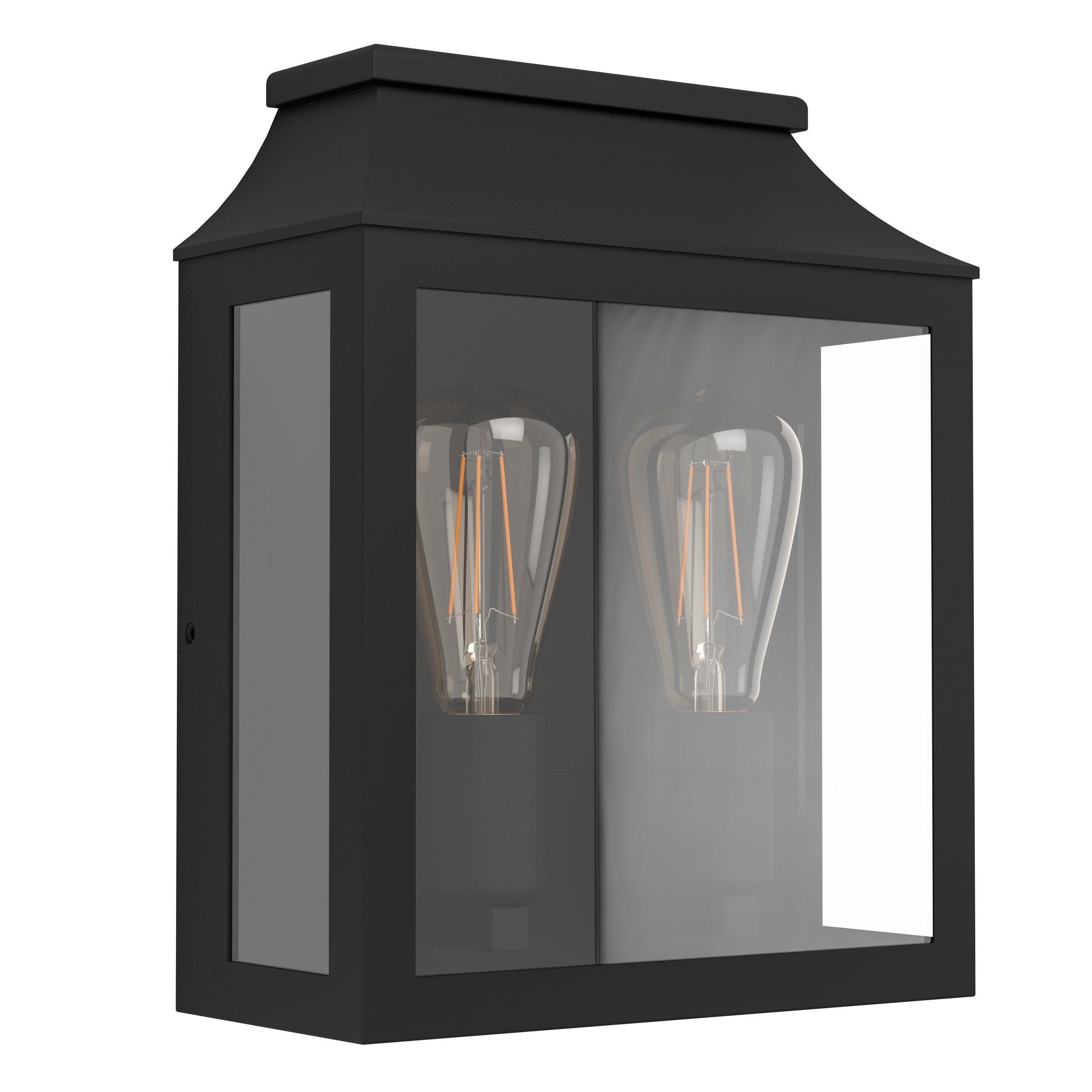 Eglo Soncino Black Half Lantern Outdoor Wall Light - IP44