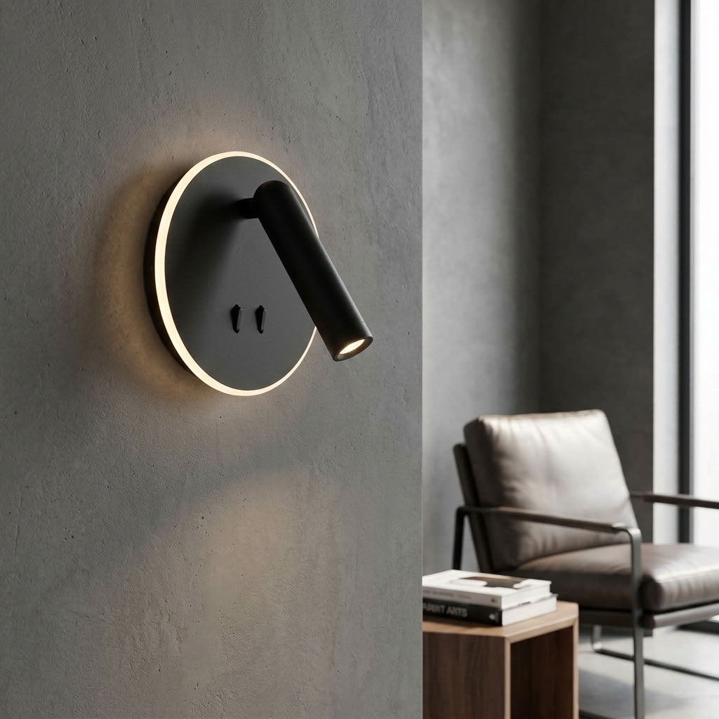 Cher, Sand Black, Wall Light - Integrated LED with Switch