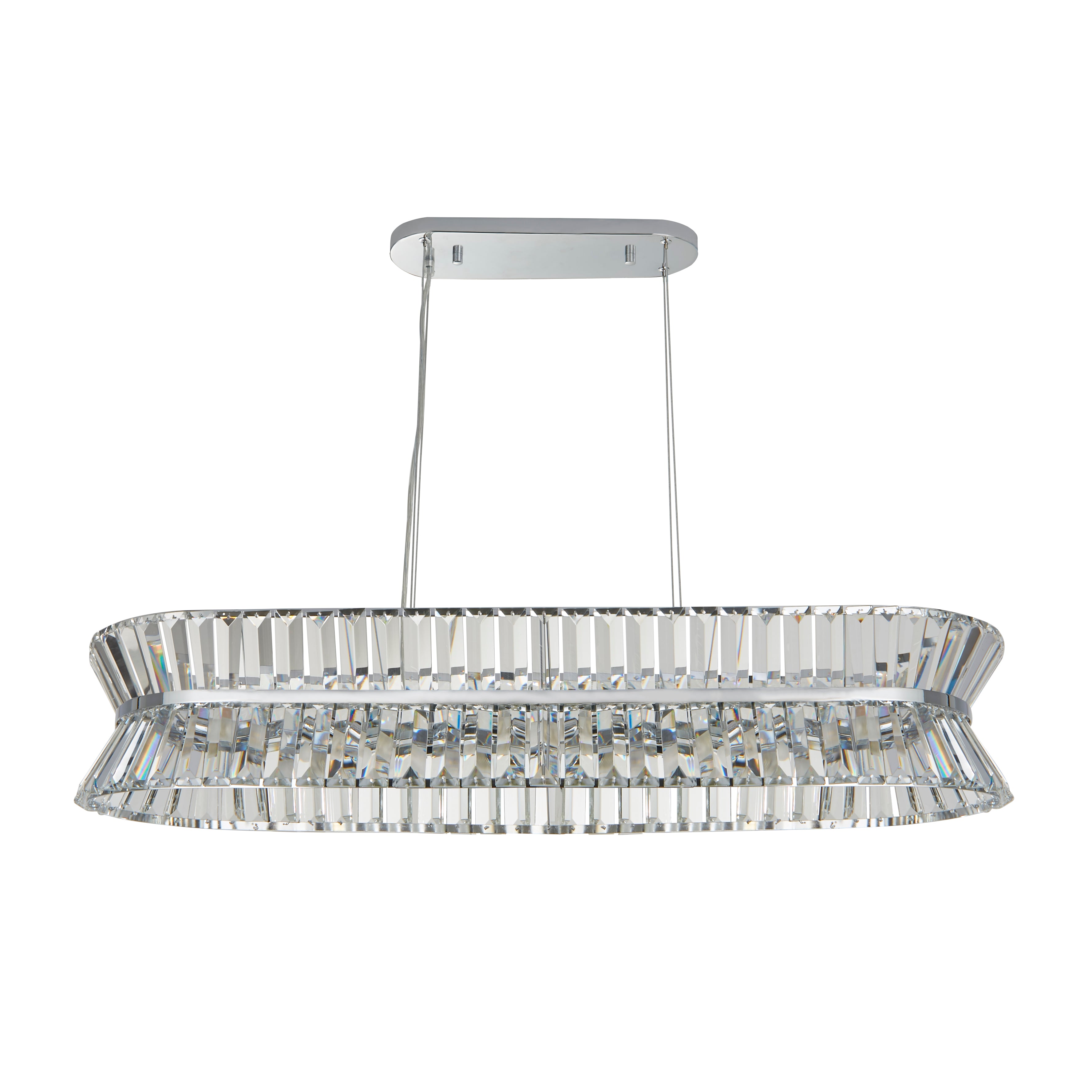 Searchlight Uptown 10 Light Oval Chrome & Crystal Pendant