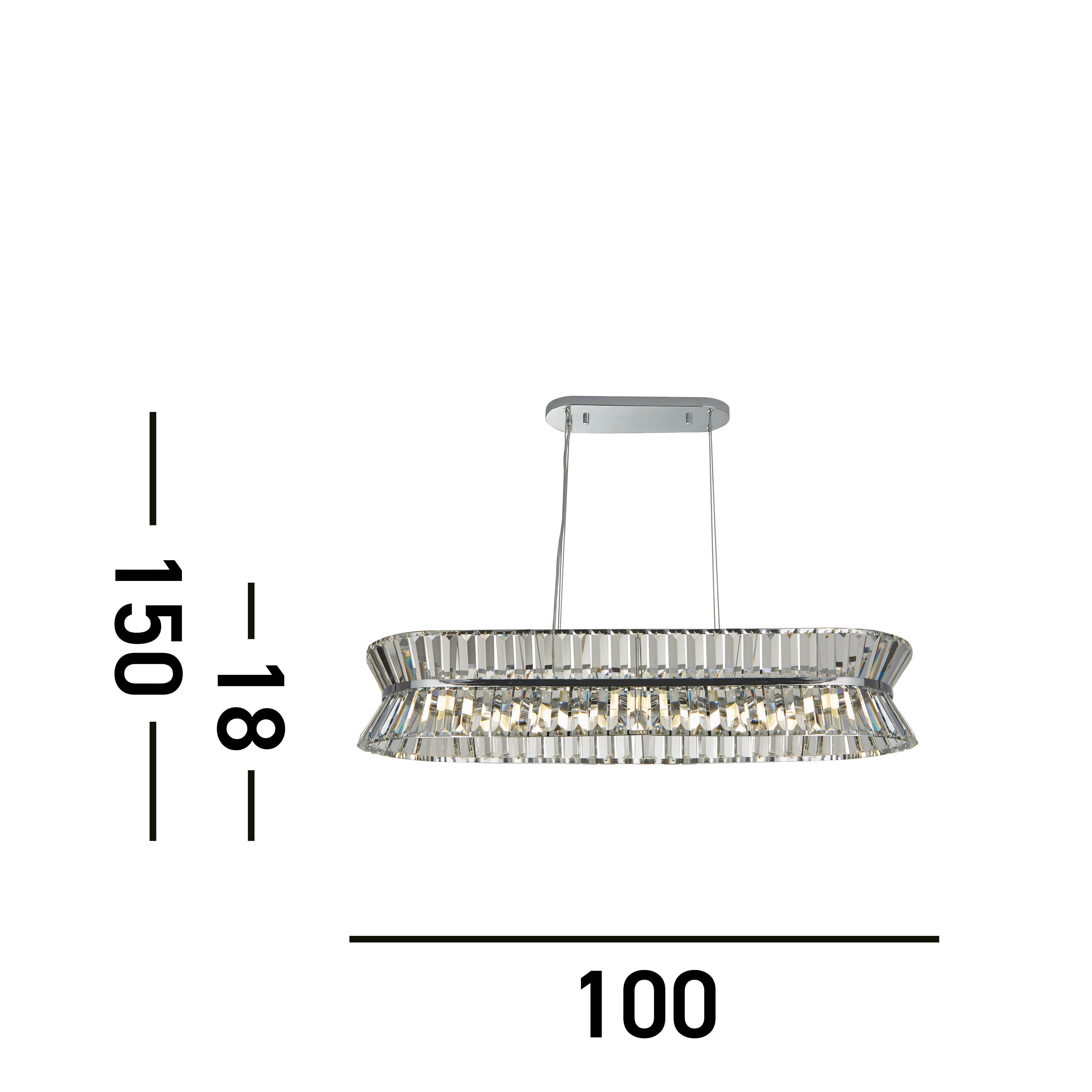 Searchlight Uptown 10 Light Oval Chrome & Crystal Pendant