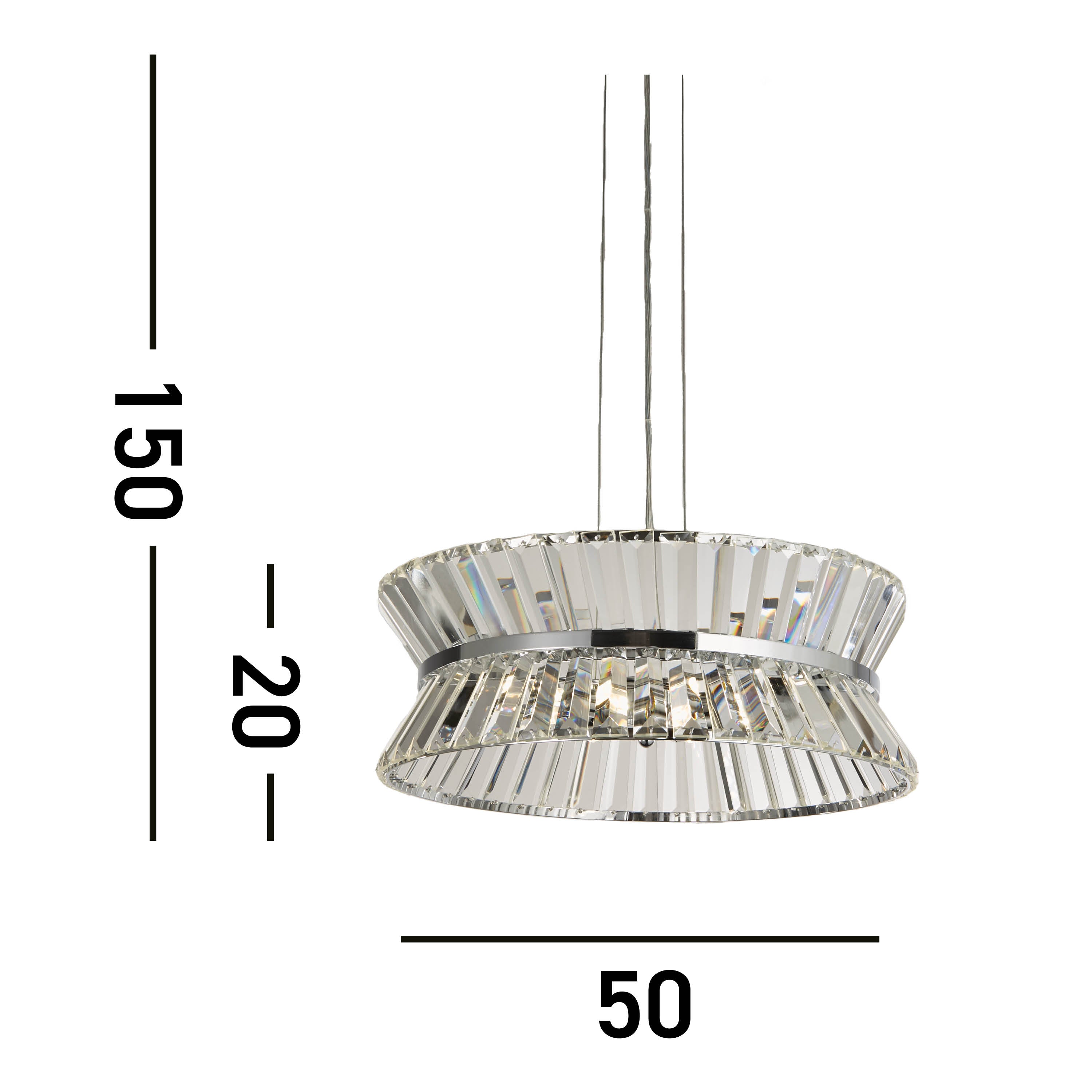 Searchlight Uptown 7 Light Pendant/Semi-Flush - Chrome & Crystal