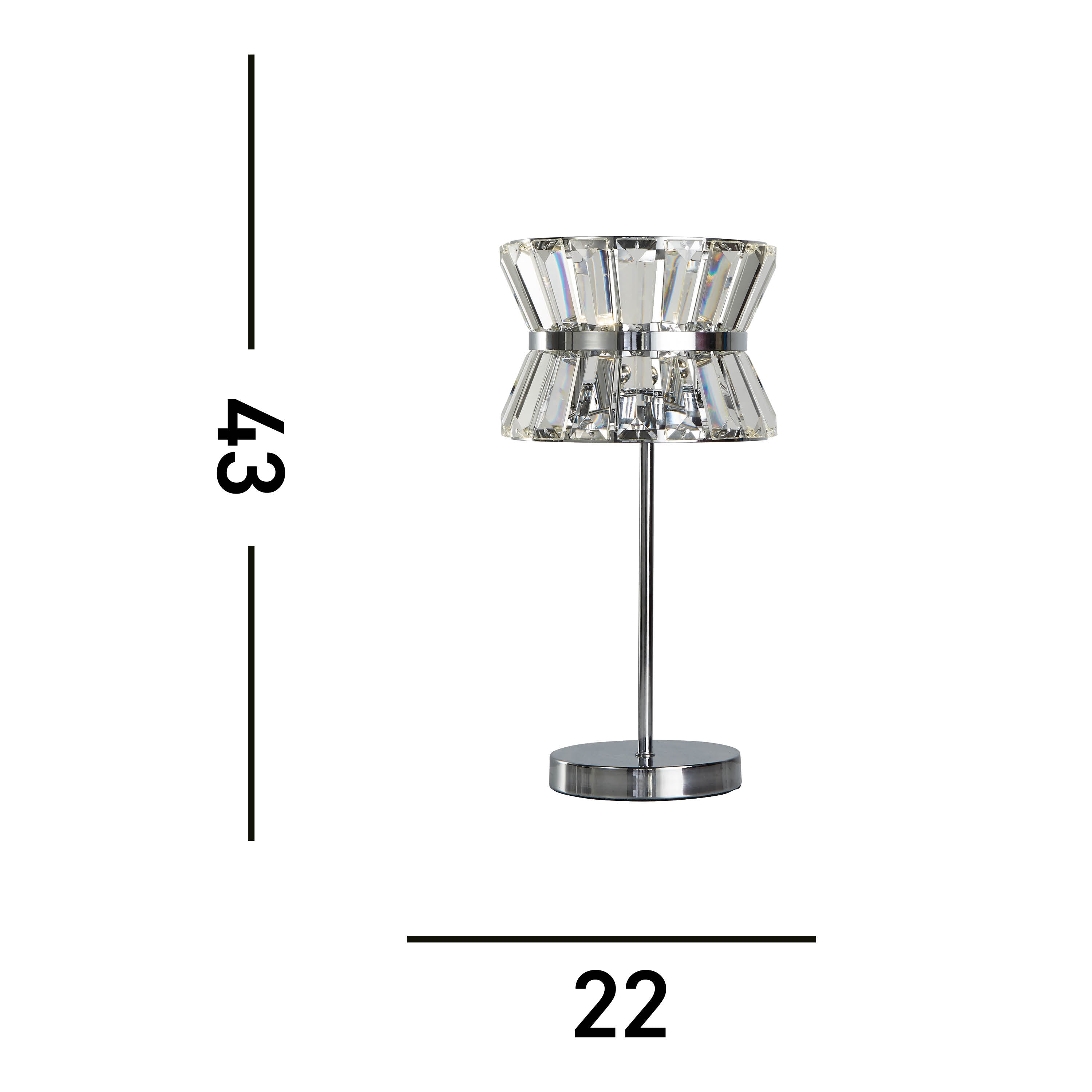 Searchlight Uptown 2 Light Chrome & Crystal Table Lamp