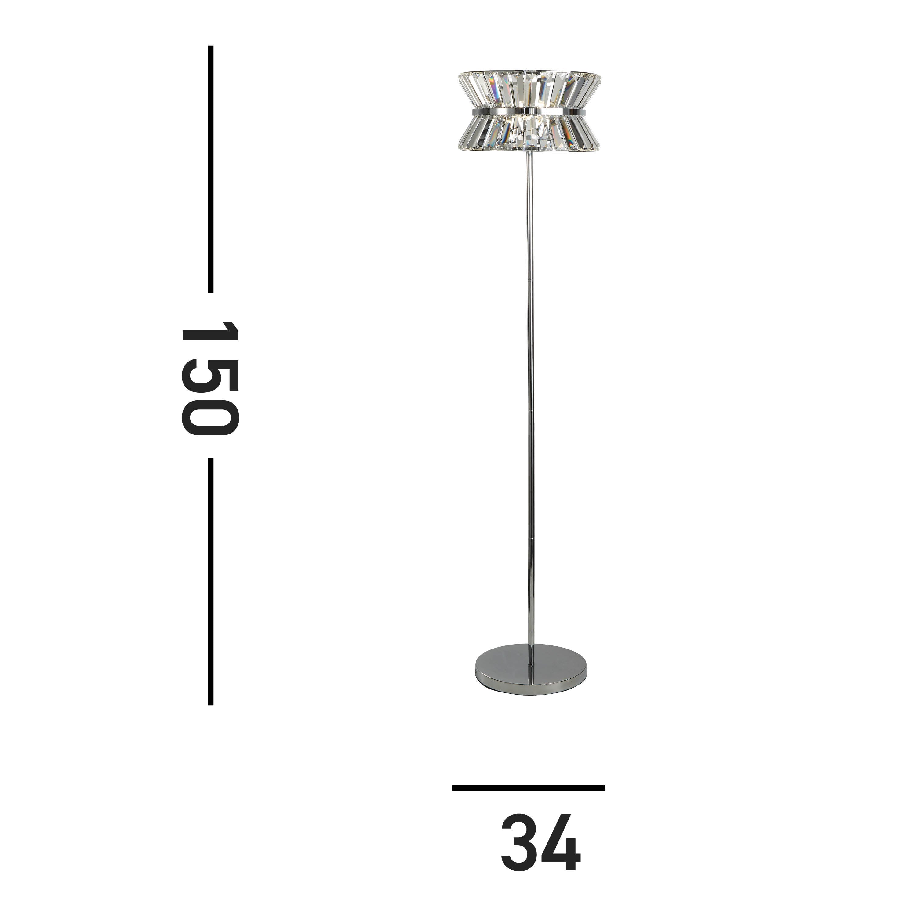 Searchlight Uptown 3 Light Chrome & Crystal Floor Lamp