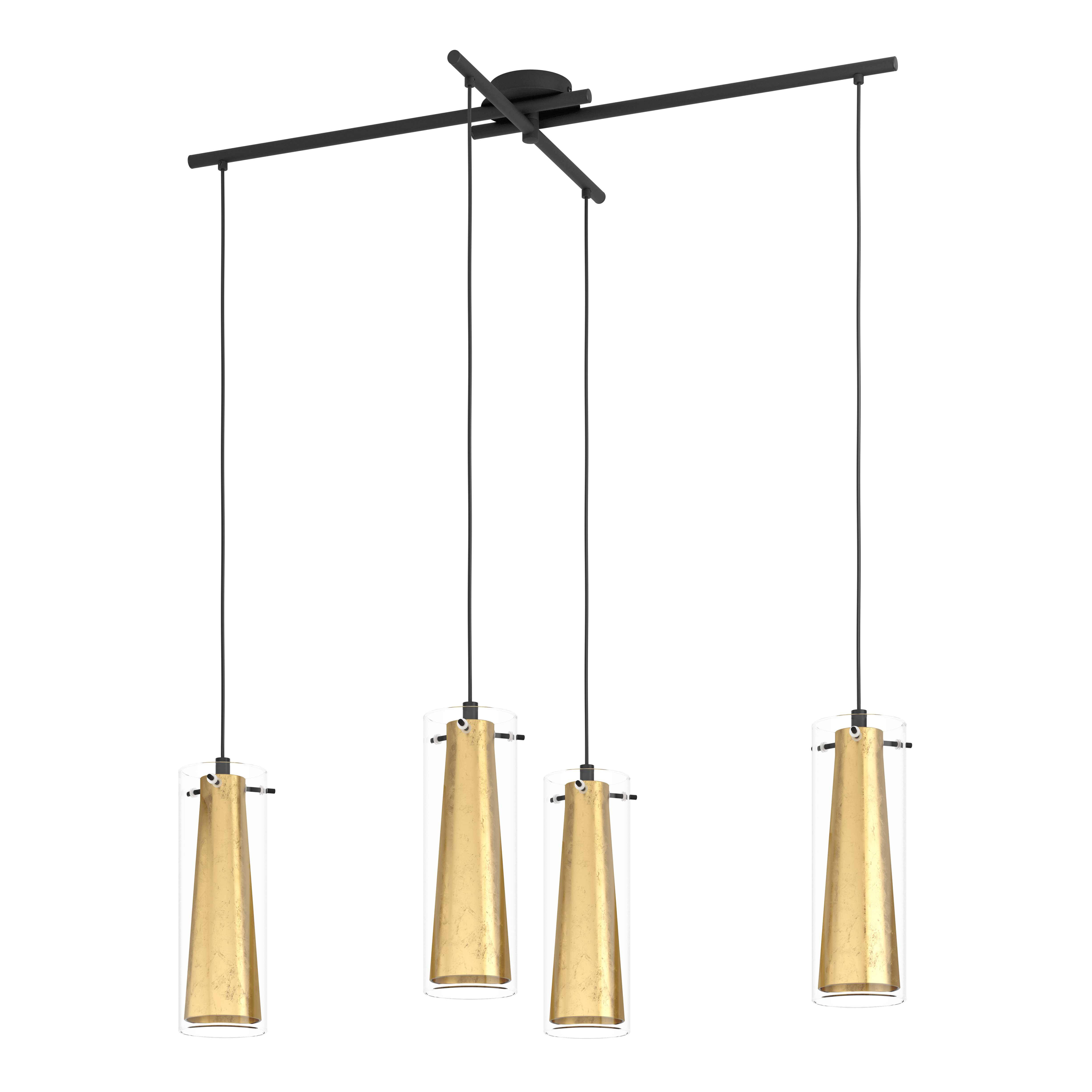 eglo pinto gold 4 light gold leaf clear glass ceiling pendant living room close up