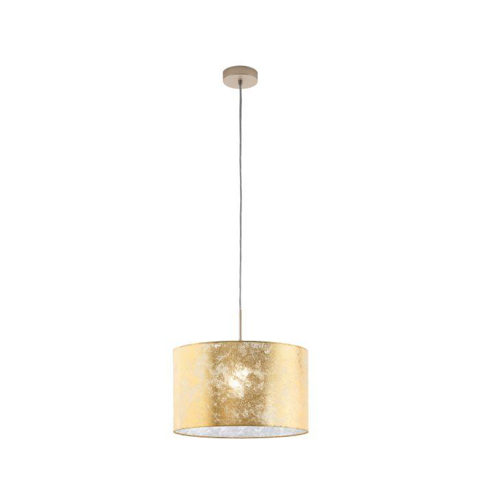 Eglo Viserbella Gold Leaf & Champagne Fabric Ceiling Pendant - 38cm