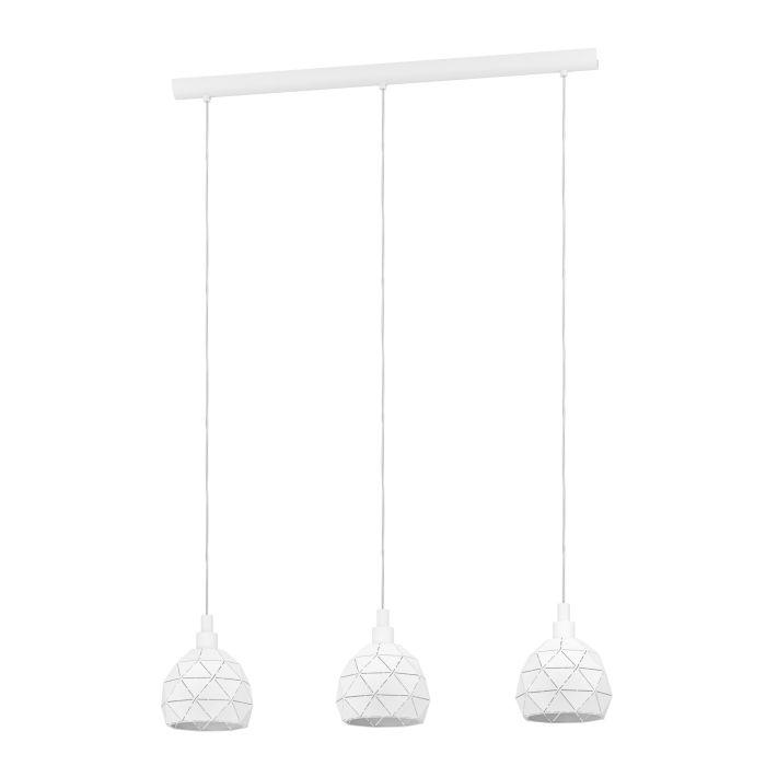 eglo roccaforte 3 light white metal geometric ceiling pendant living room image