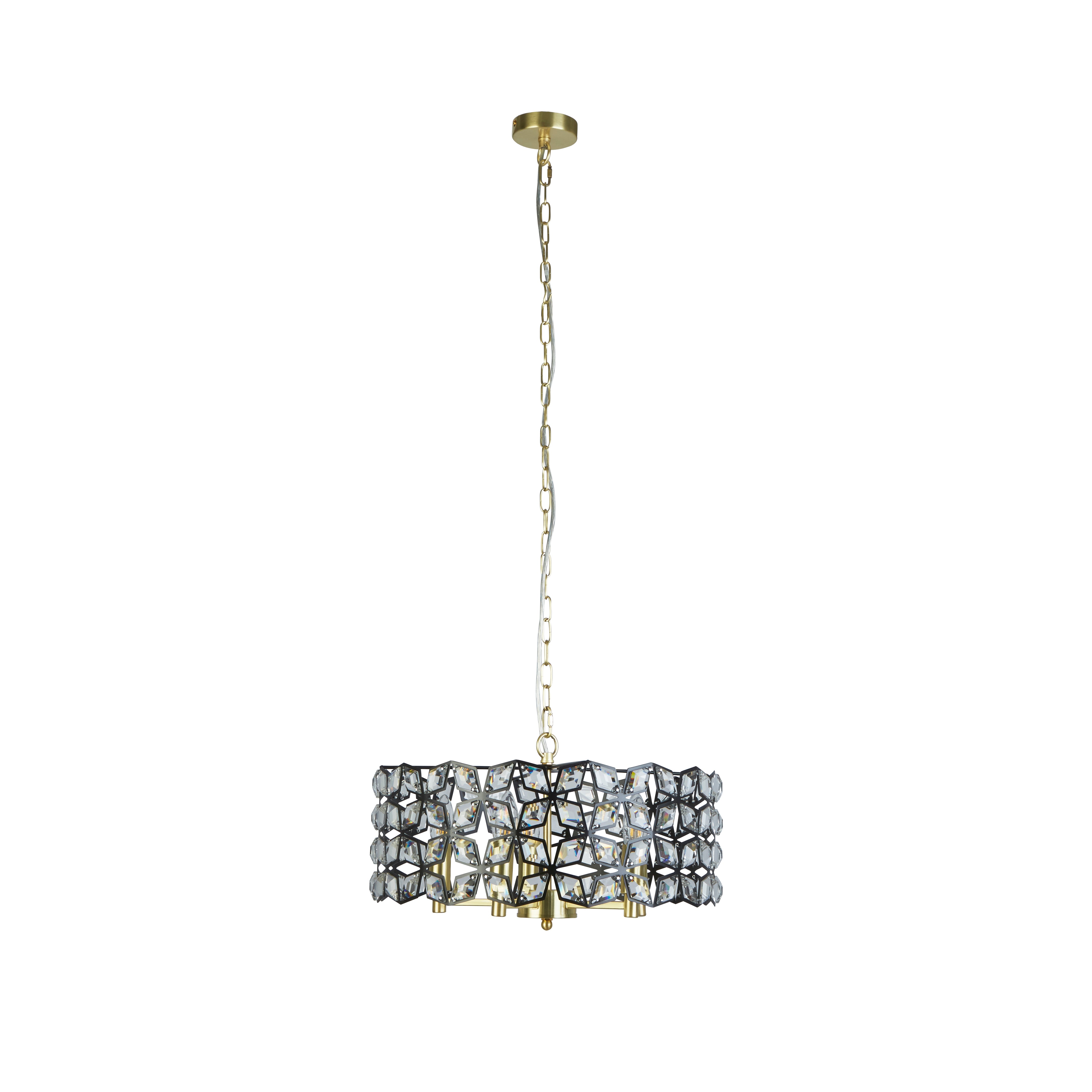 Searchlight Iris 5 Light Black, Crystal & Brass Pendant