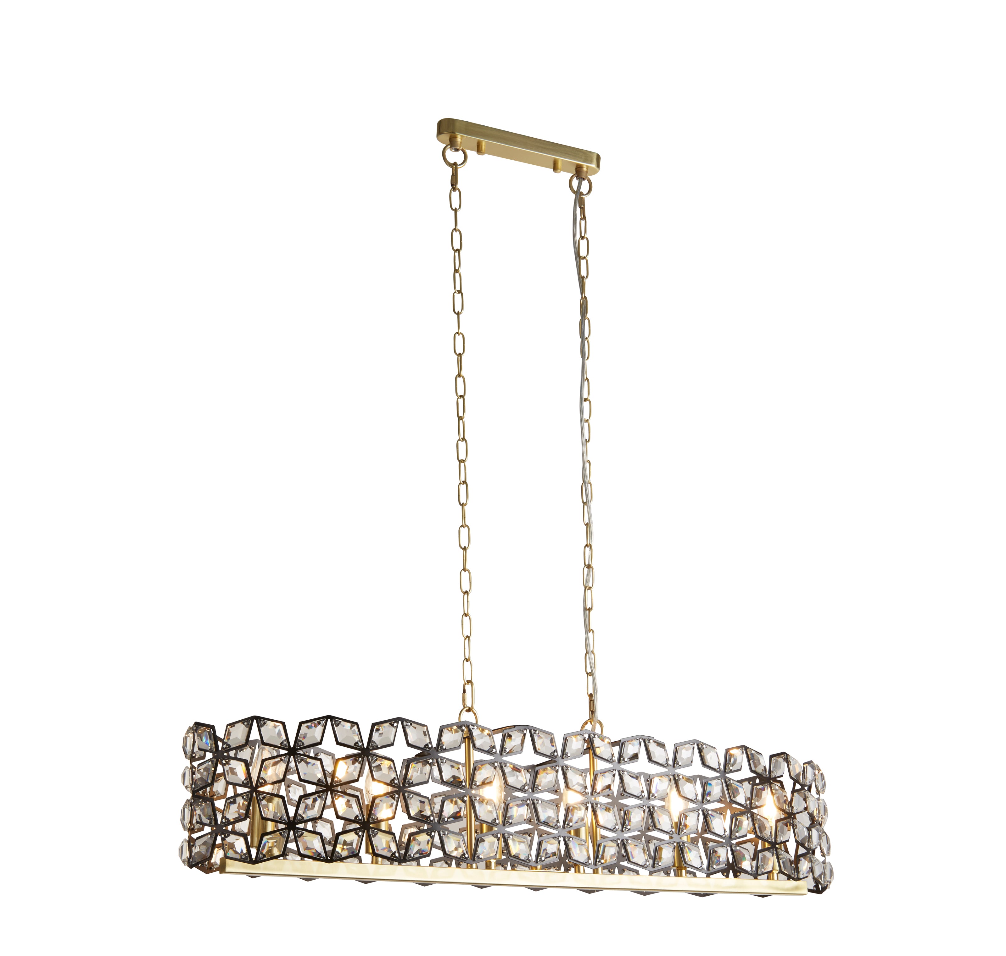 Searchlight Iris 6 Light Black, Crystal & Brass Pendant