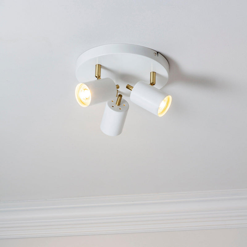 Endon Gull White & Brushed Brass 3 Light LED Spotlight - Lifestyle Image