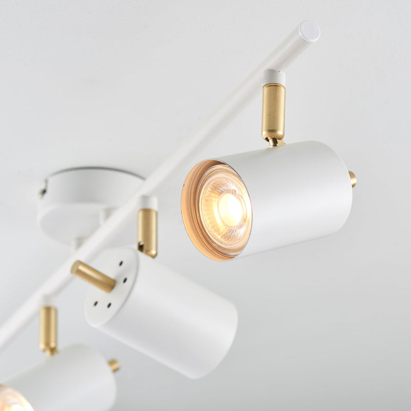 Endon Gull White & Brushed Brass 4 Light LED Spotlight 59933 - Close Up Detail
