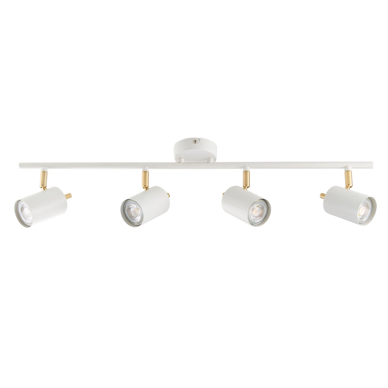 Endon Gull White & Brushed Brass 4 Light LED Spotlight 59933 White Background, Lights Off
