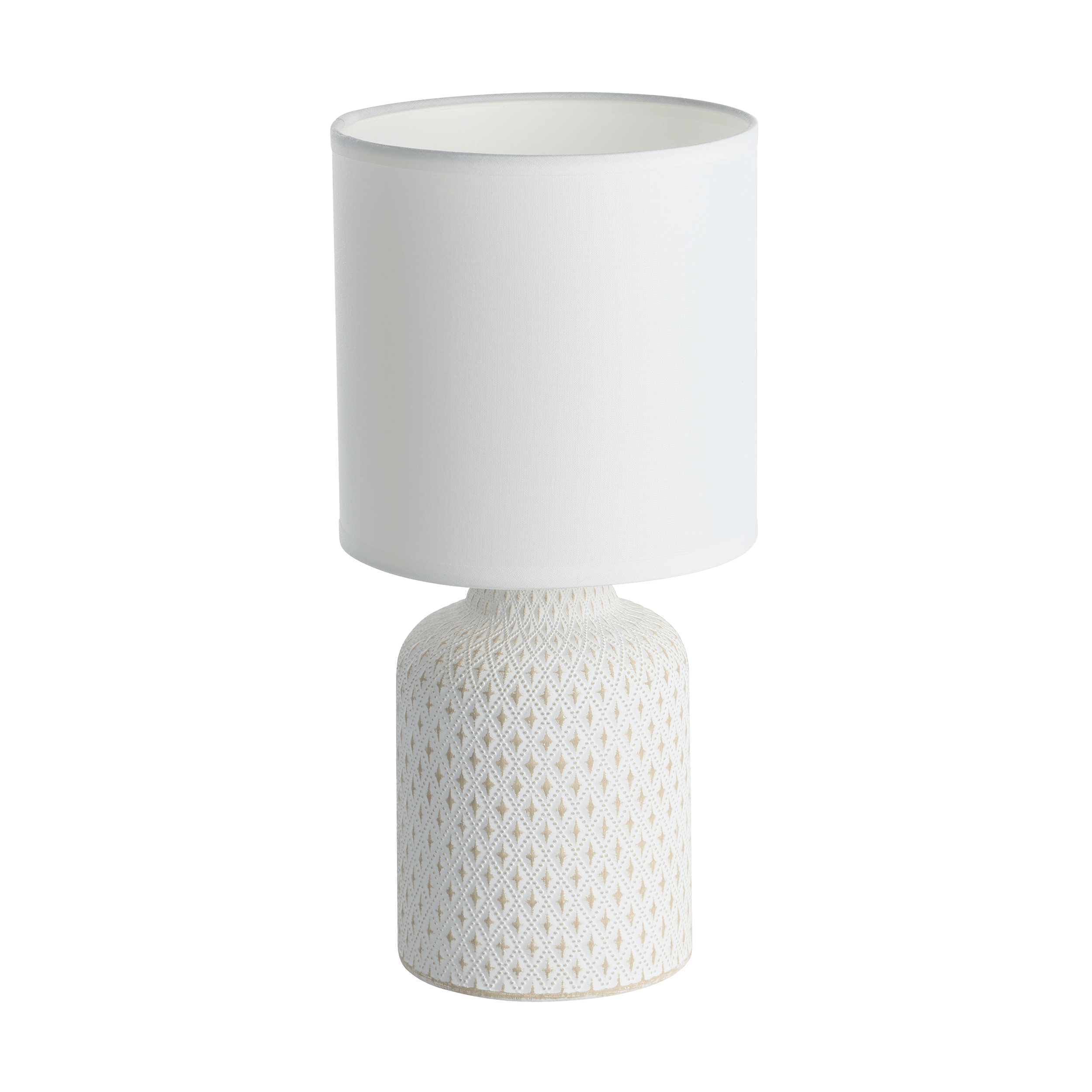 eglo bellariva white ceramic table lamp fabric shade living room image