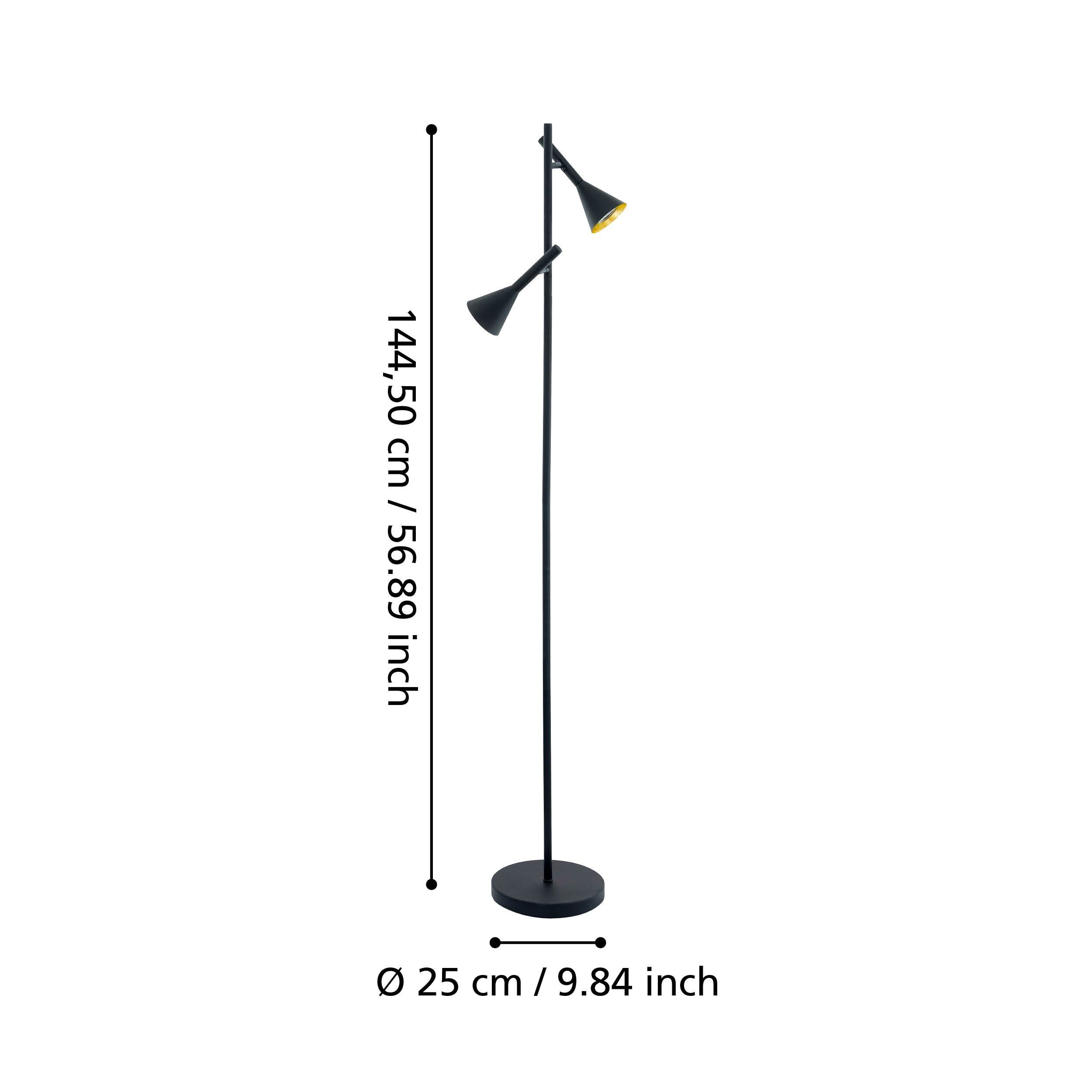 Eglo Cortaderas 2 Light Black & Gold Spotlight Floor Lamp