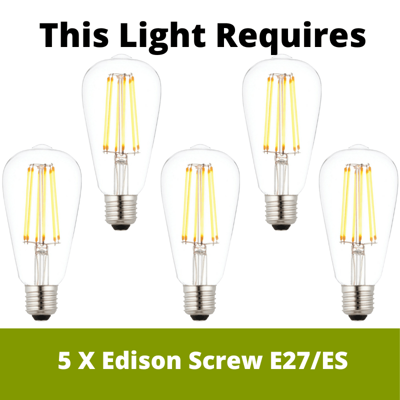 Deryn 5 Light Brass Chandelier-warehouse-clearance-270826