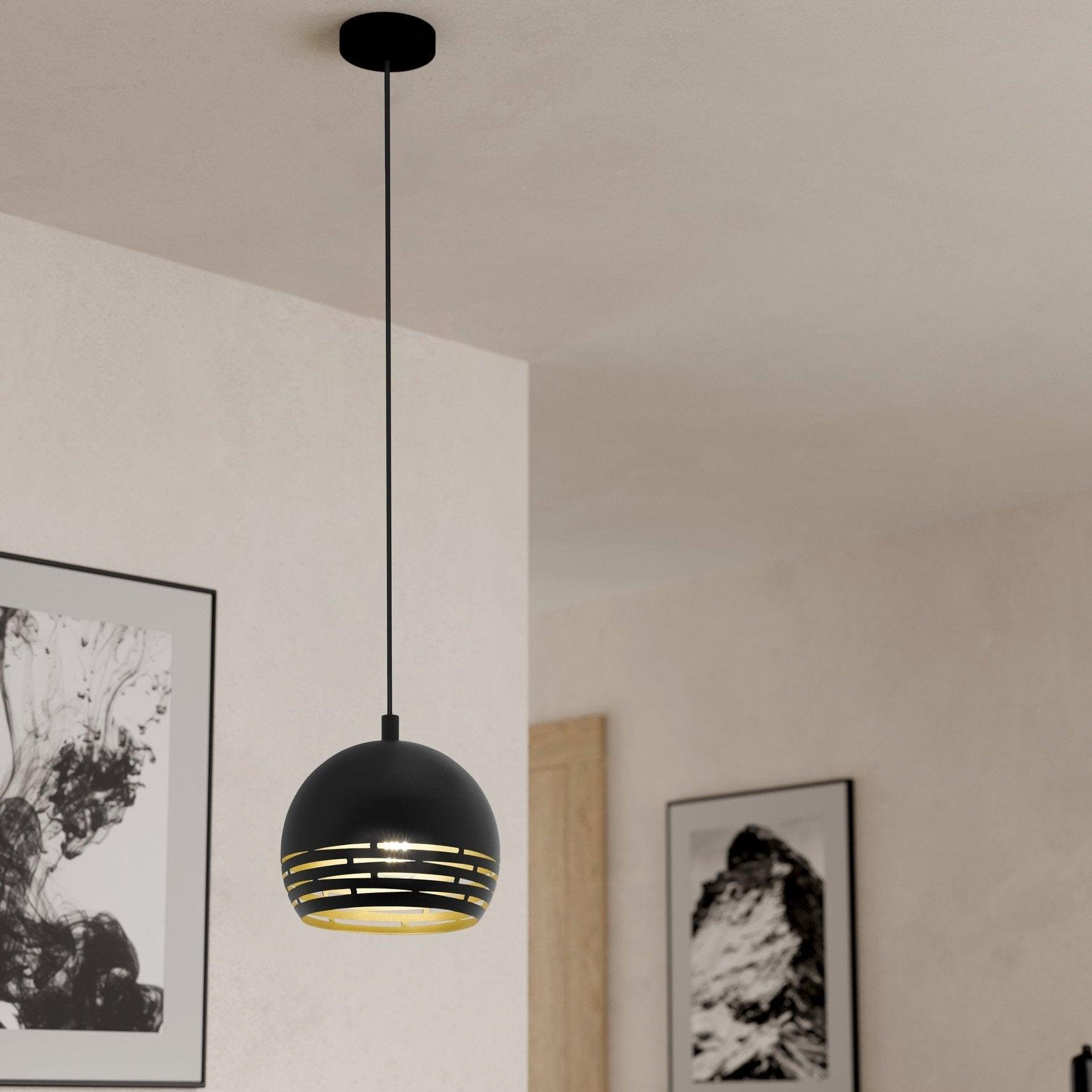 eglo camastra black gold round metal ceiling pendant living room image