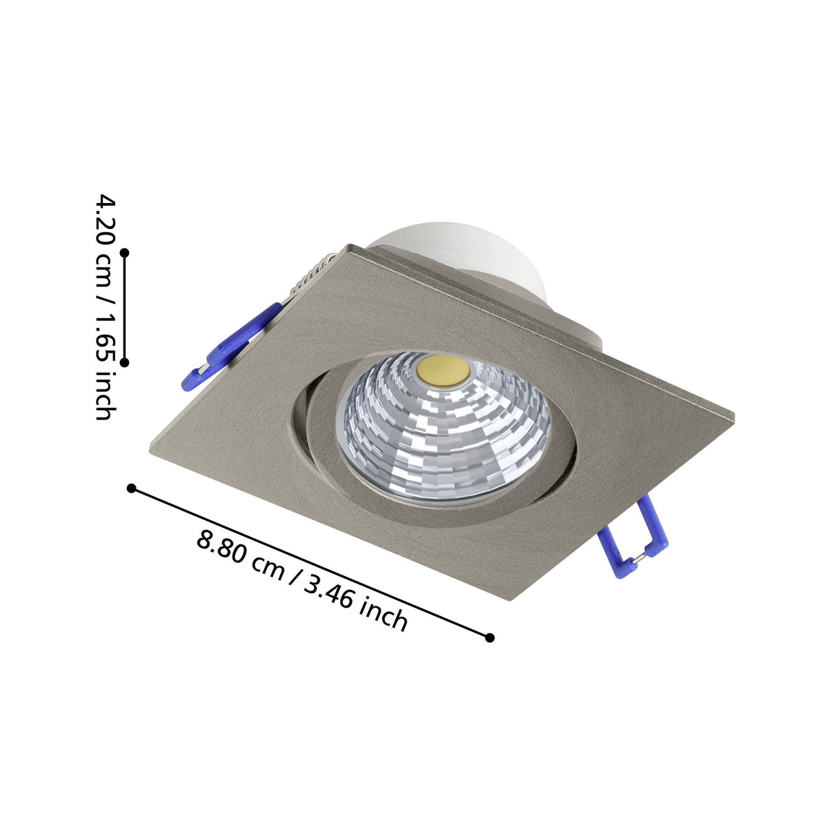Eglo Saliceto LED Square Nickel Recessed Downlight — close-up detail