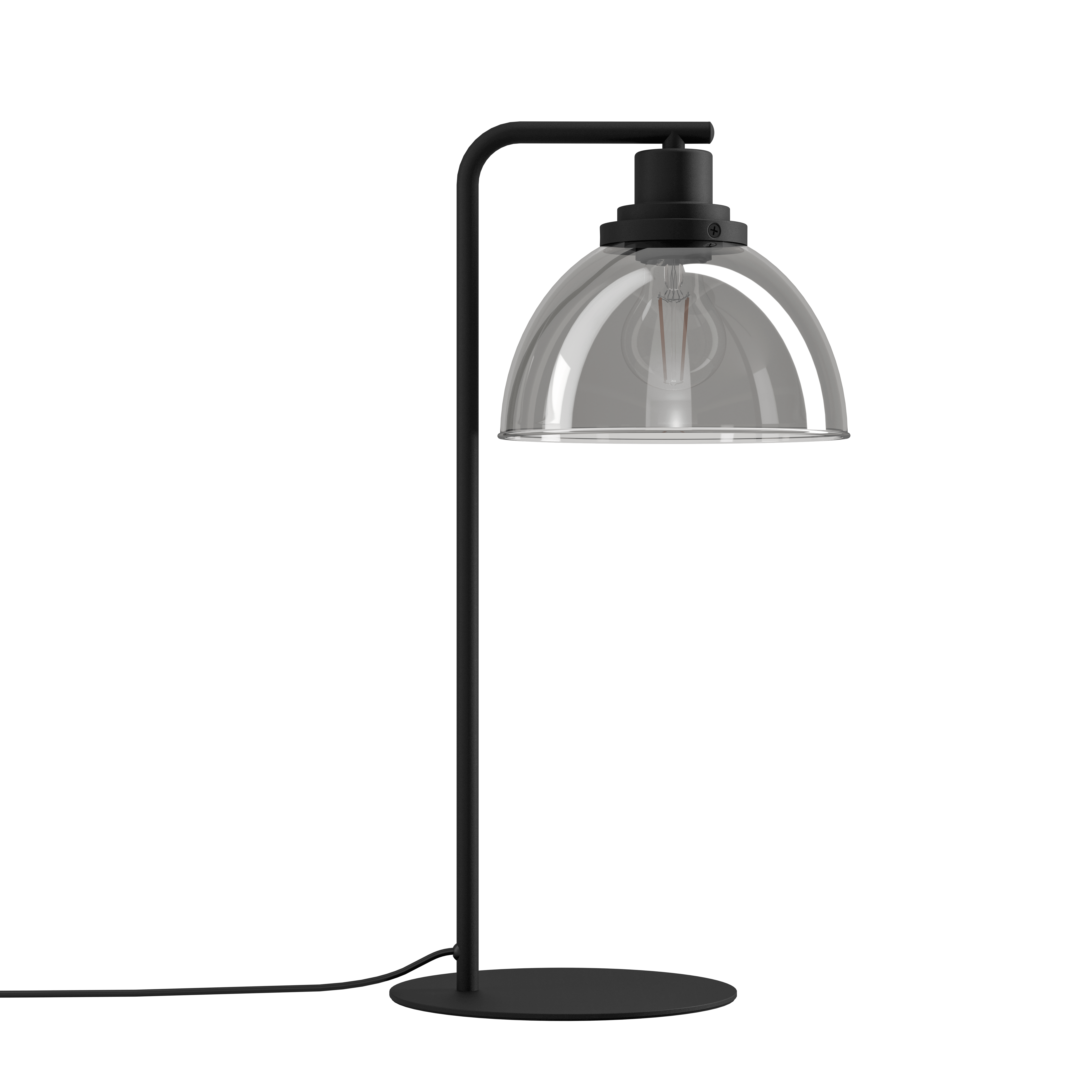 eglo beleser black smoked glass shade table lamp living room close up
