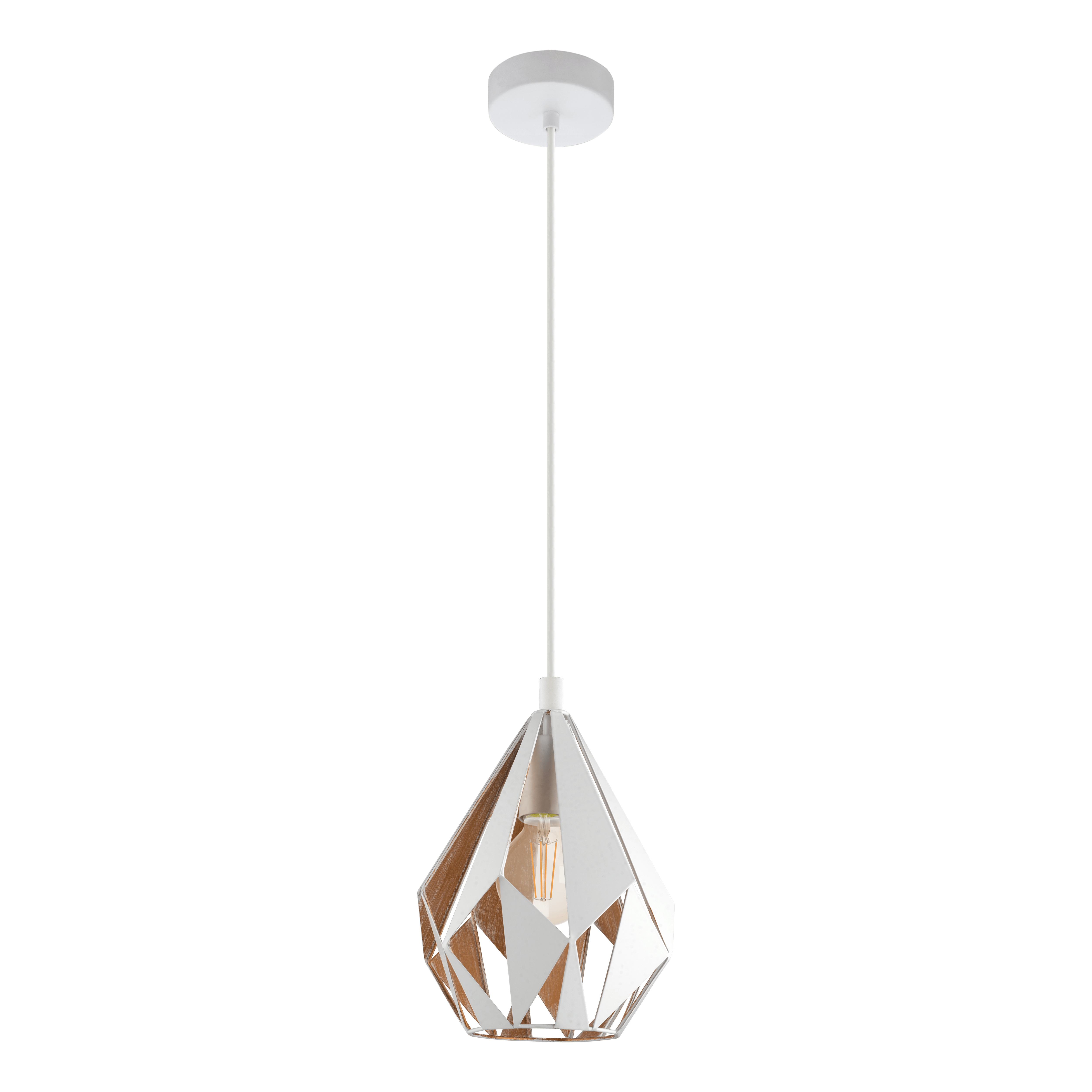 eglo carlton 1 white diamond shaped metal ceiling pendant living room image