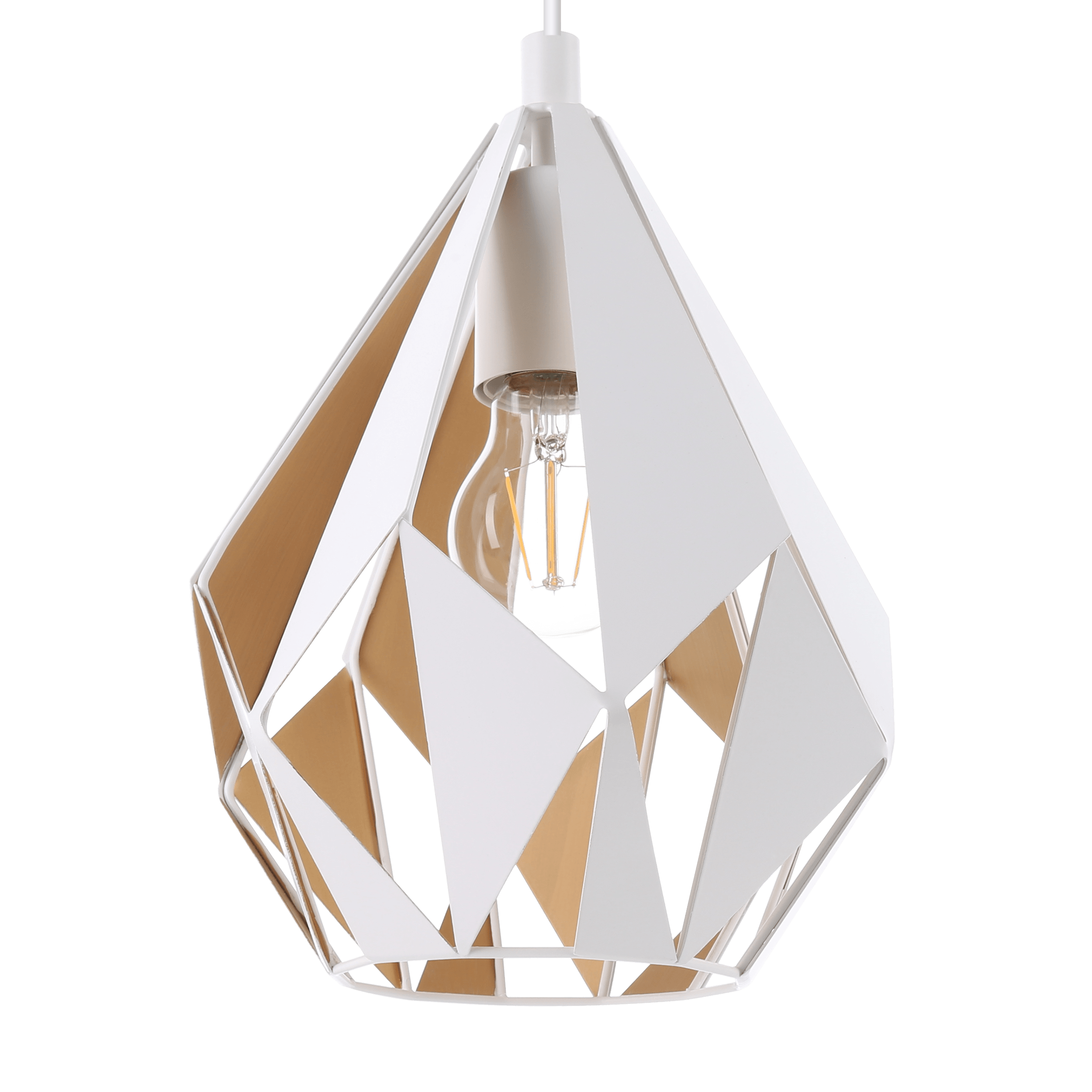 eglo carlton 1 white diamond shaped metal ceiling pendant Hallway Lighting Close up