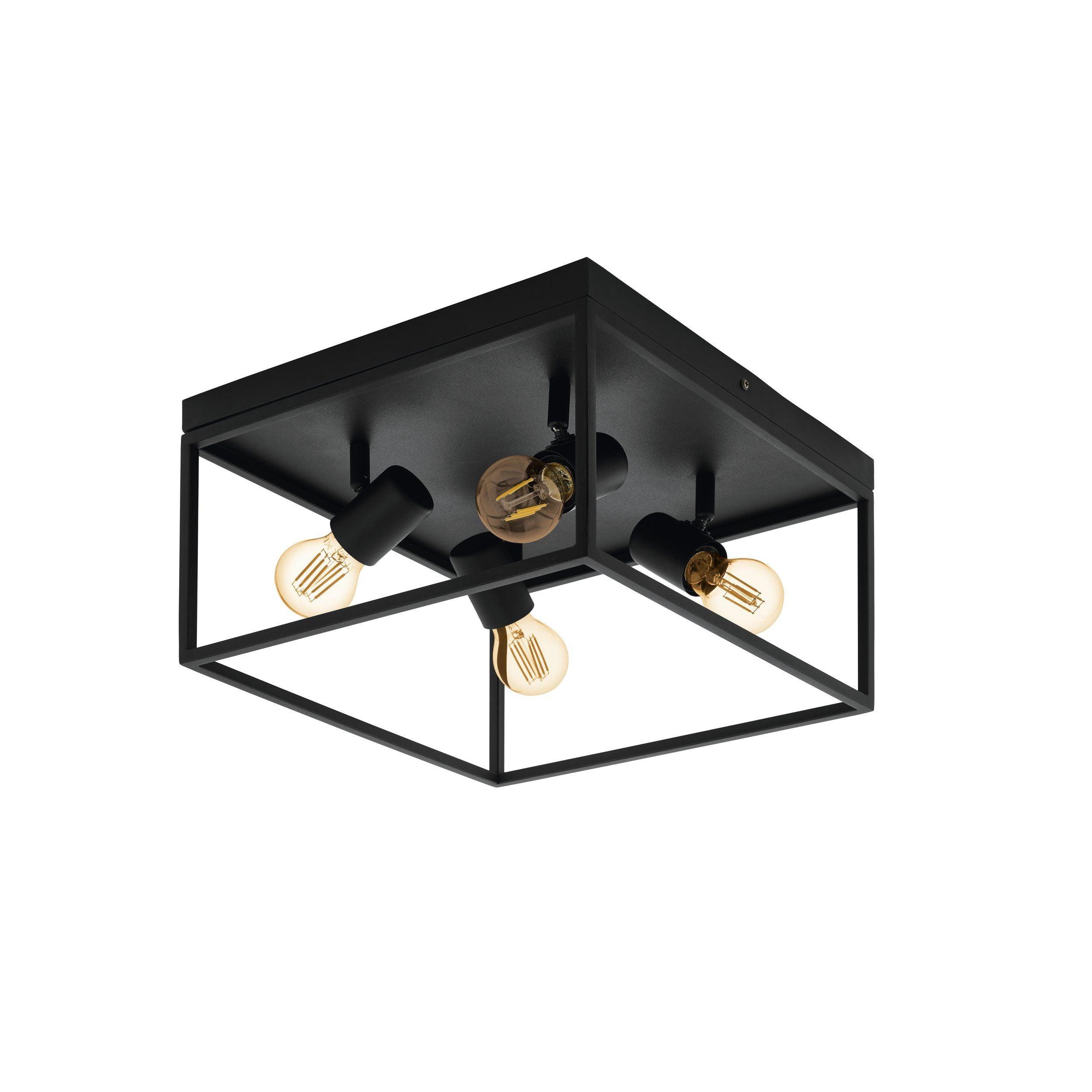 Eglo Silentina 4 Light Black Metal Frame Ceiling Flush
