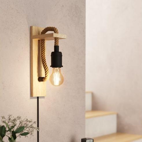 Eglo Rope Buy Eglo Rampside Wood & Hemp Rope Wall Light