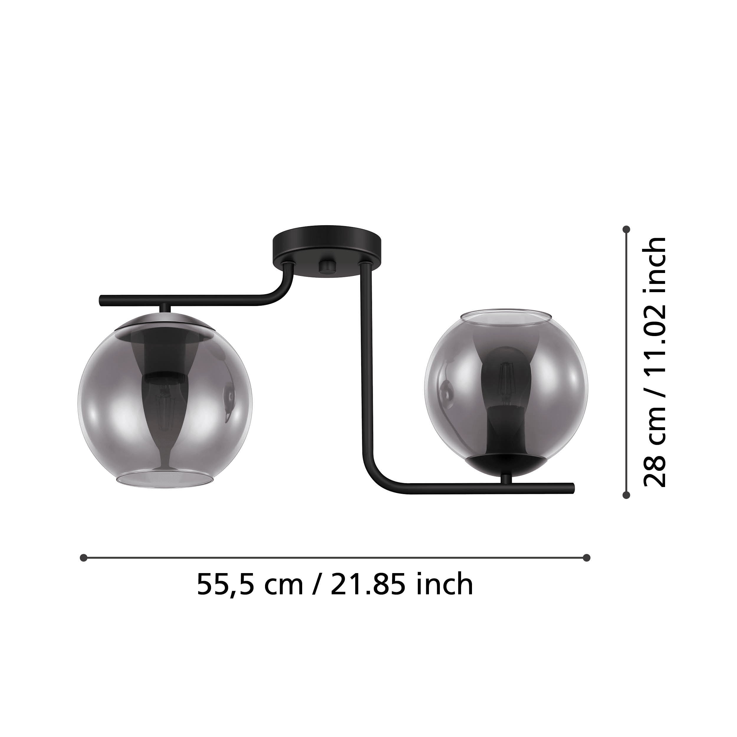 eglo marojales 2 light smoked glass shaded ceiling flush Kitchen Lighting Close Up