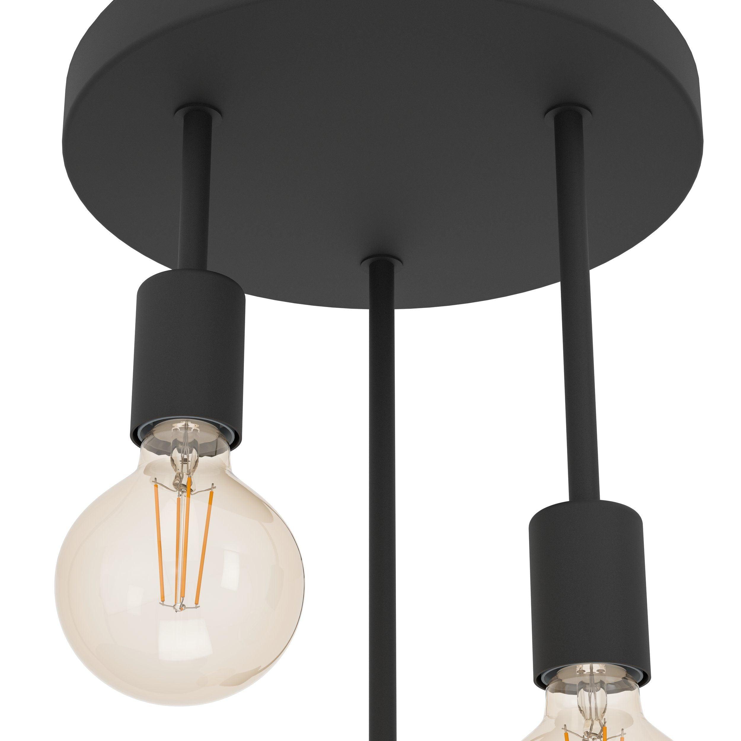 Eglo Wilmcote Flush Black Metal 3 Light Ceiling Light