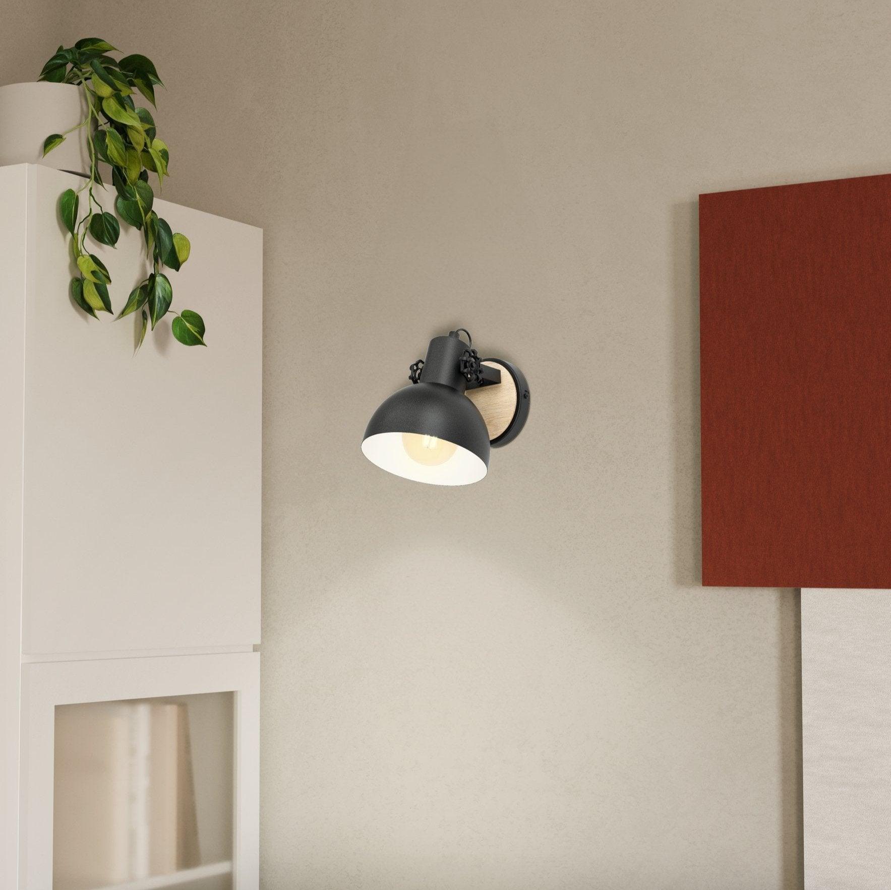 eglo lubenham black light wood wall light