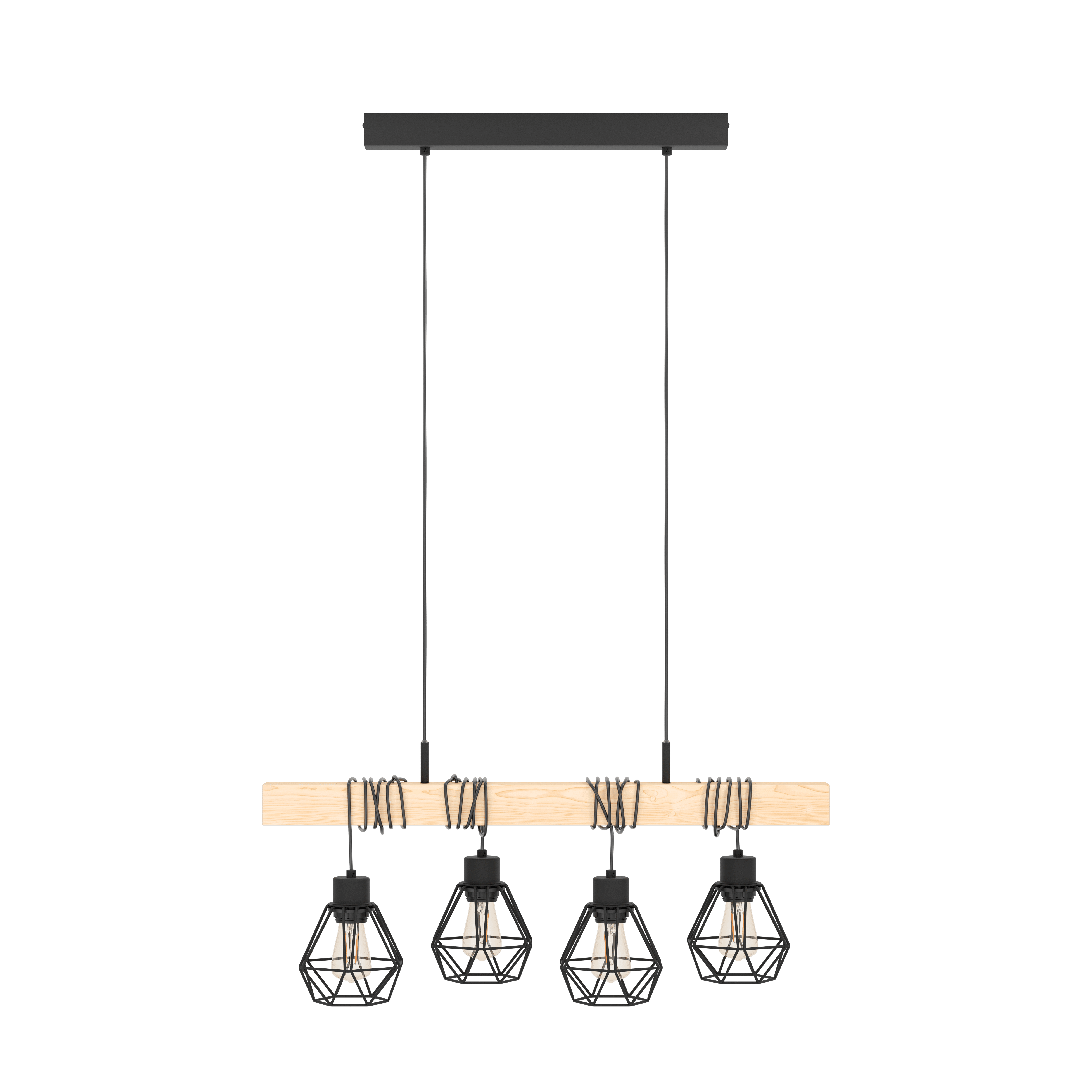 Eglo Townshend 5 Wooden Adjustable 4 Light Bar Ceiling Pendant